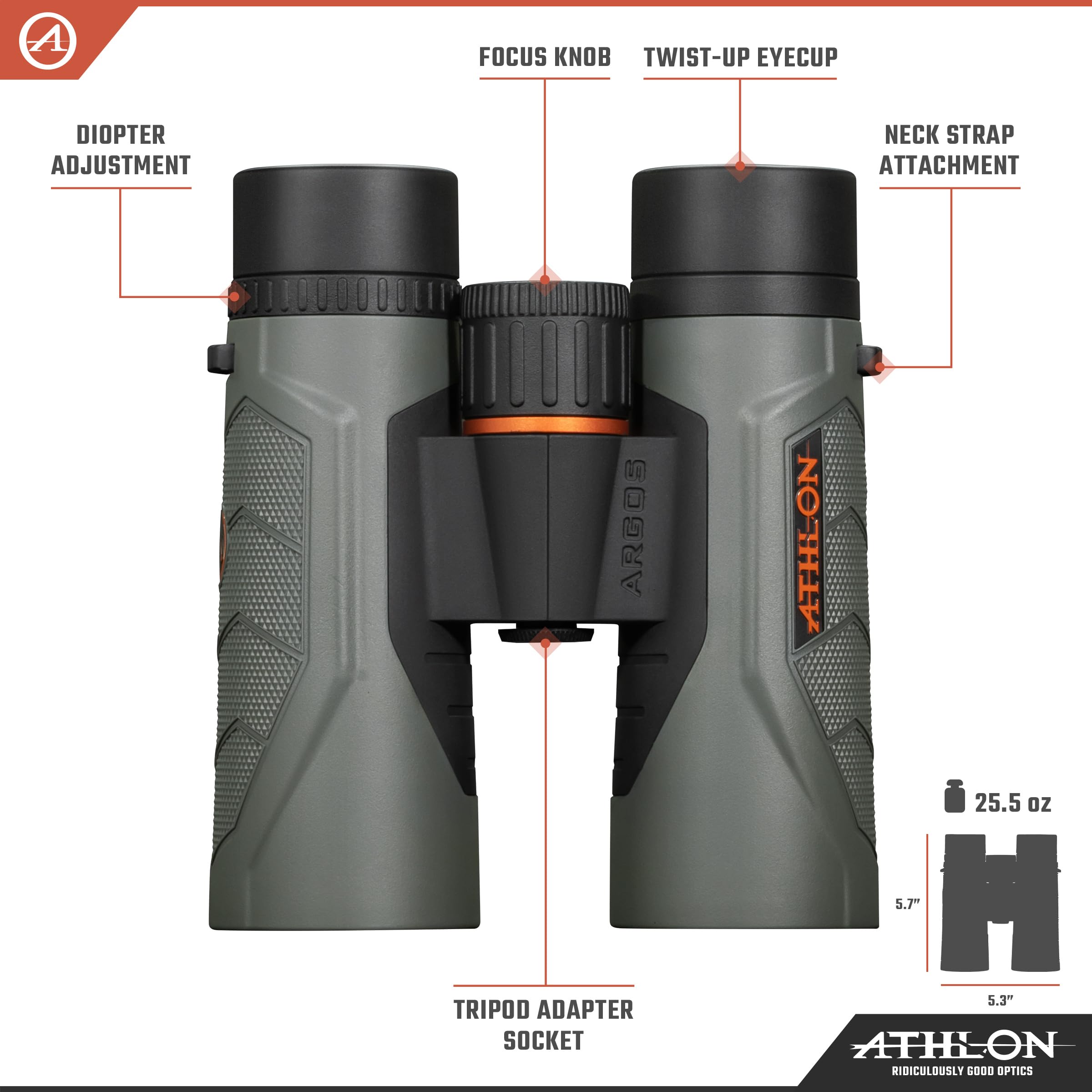 Athlon Optics 10X42 Talos G2 Hd Binoculars With Eye Relief For Adults And Kids, High Powered Binoculars For Hunting, Birdwatching, And More