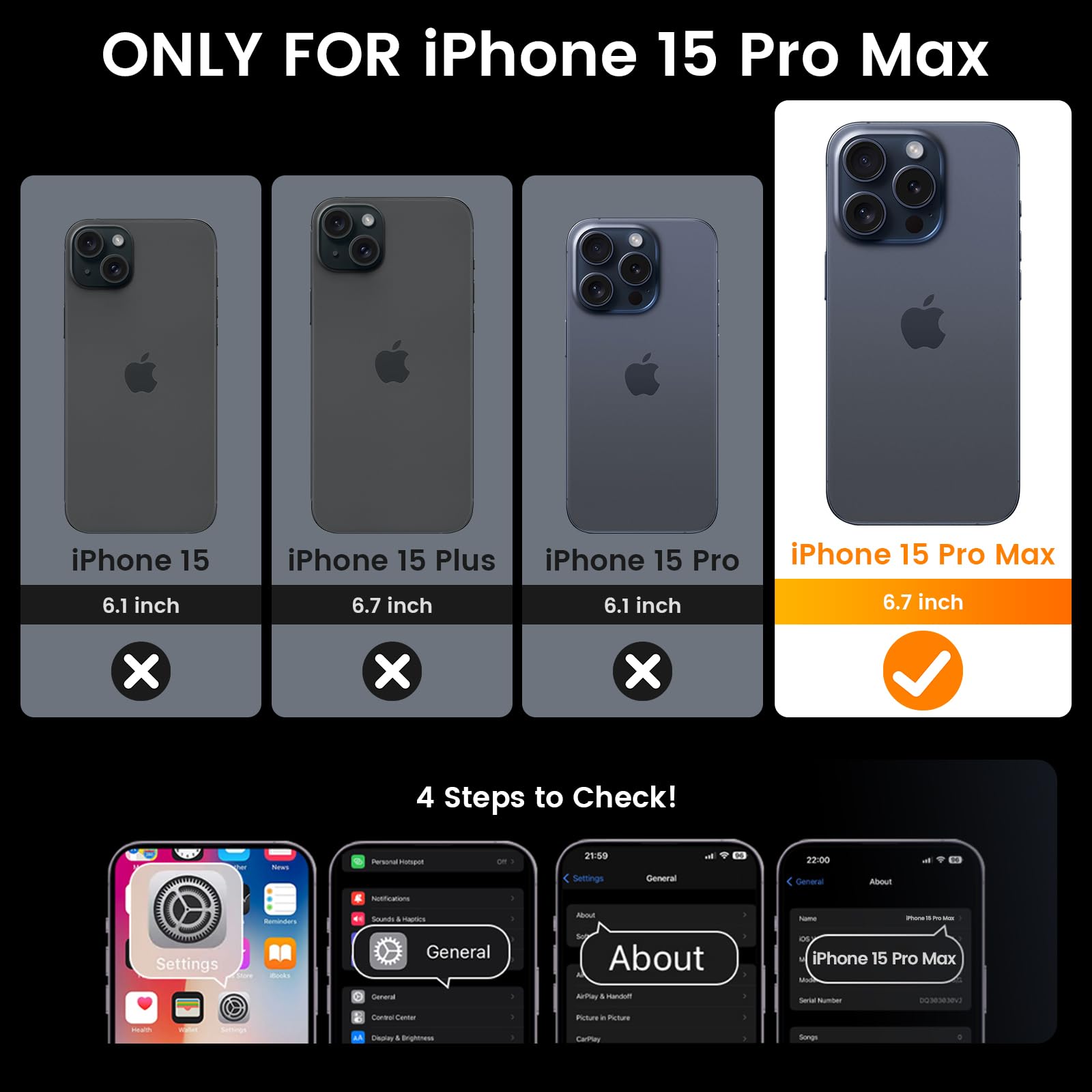 Goton For Iphone 15 Pro Max Case With Screen Protector   Slide Camera Cover Protective Phone Case With Ring Stand, Heavy Duty Sh