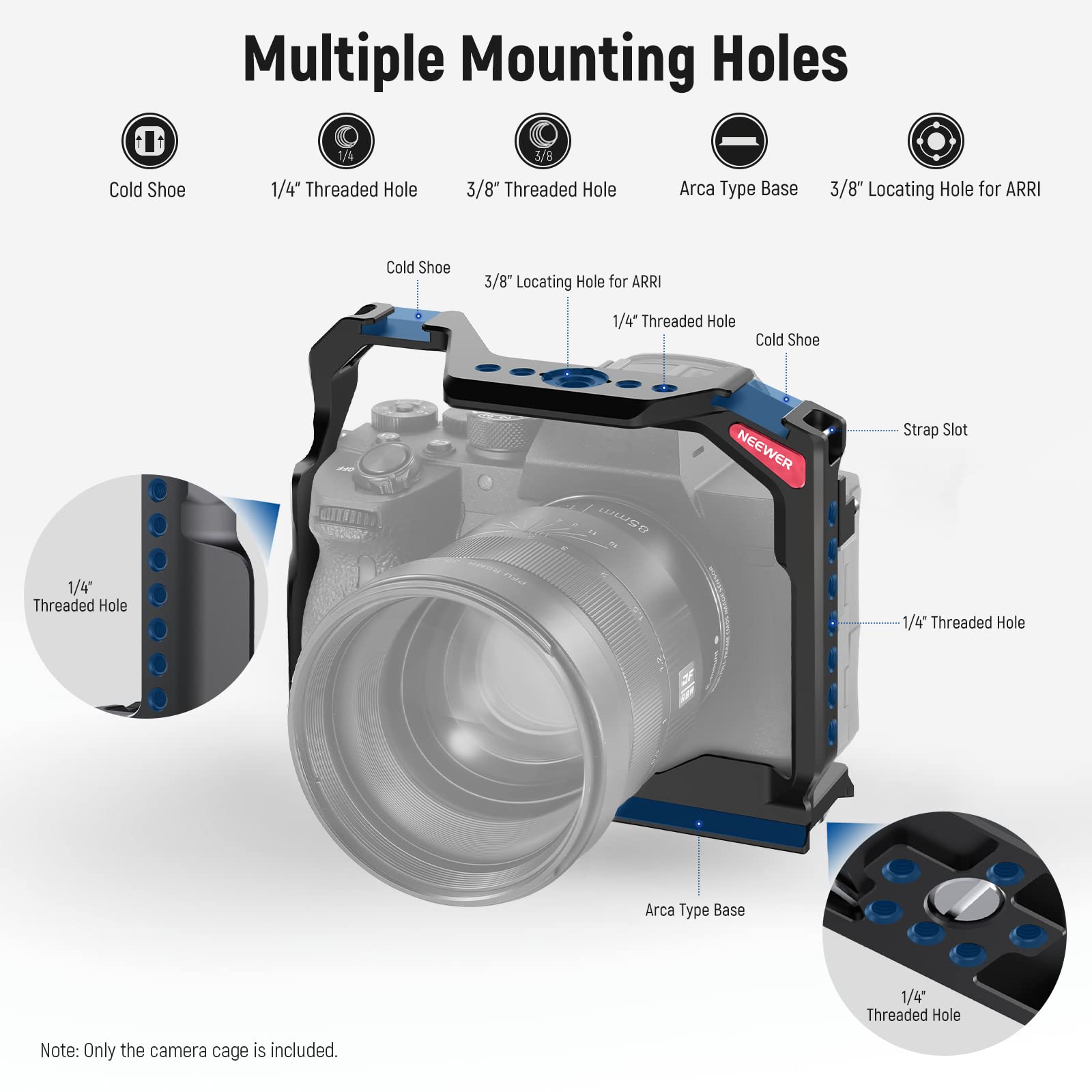 Neewer Full Camera Cage Compatible With Sony A7R V/A7R Iv/A7 Iv/A7S Iii/A1, Aluminum Video Camera Rig With Full Access/Arca Type
