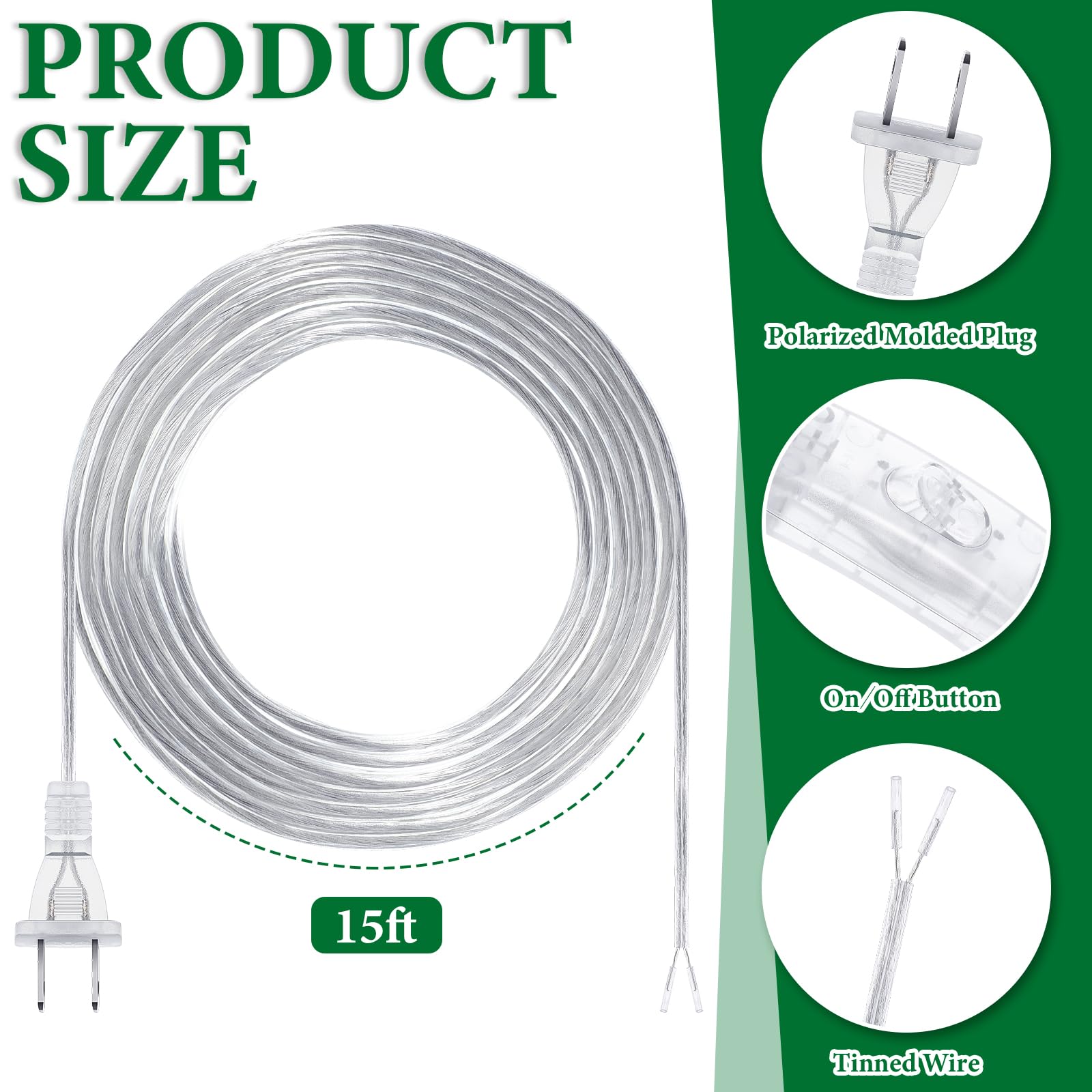 Lamp Cord With Switch Replacement Lamp Cord 18Awg Spt 2 Replacement Power Cord Transparent Silver Lamp Cord With Plug For Table