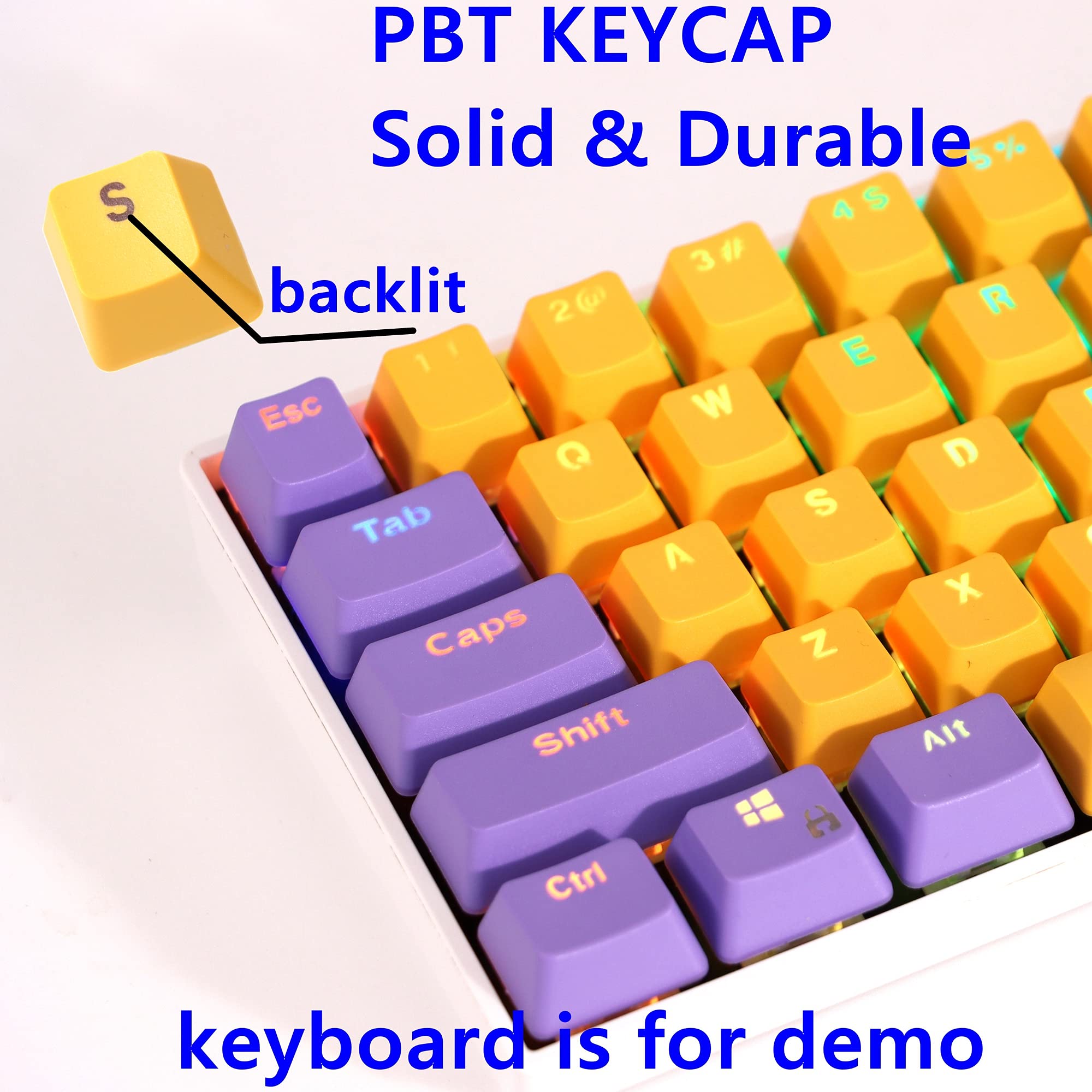 Mosptnspg Cjxsp Pbt 61 Keycaps 60 Percent, Gaming Keycaps Oem Profile Backlit Keycap Set For 60 Percent Cherry Mx Mechanical Key