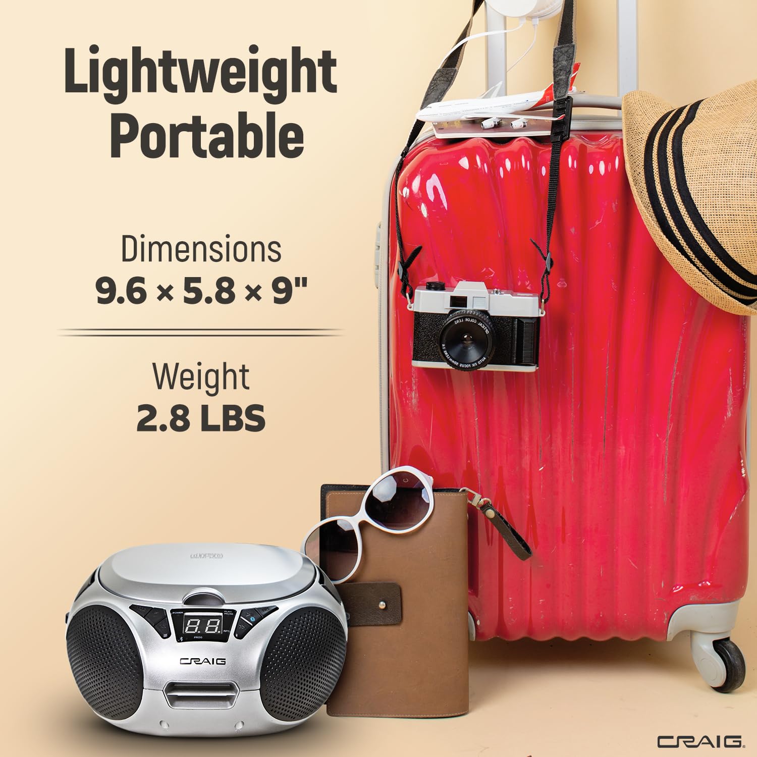 Craig Cd6925 Portable Top Loading Stereo Cd Boombox With Am/Fm Stereo Radio Bluetooth Wireless And Aux Port (Silver, Bluetooth)