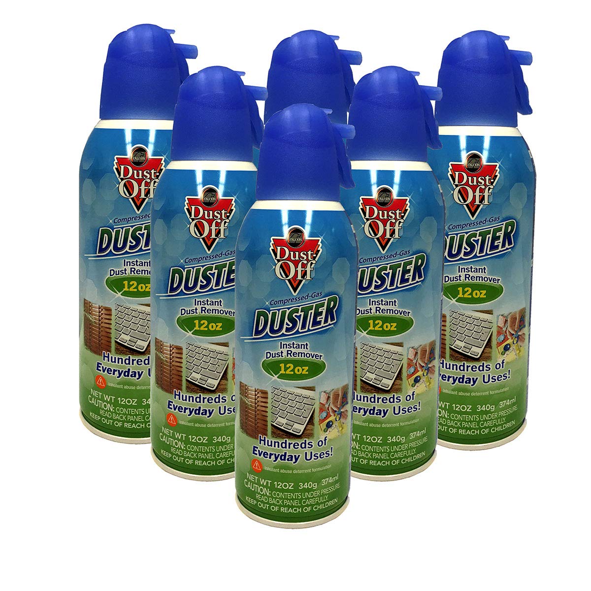 Falcon Dust Off Compressed Gas Duster For Electronics Devices, 12 Oz Cans Last Extra Long, 6 Packs