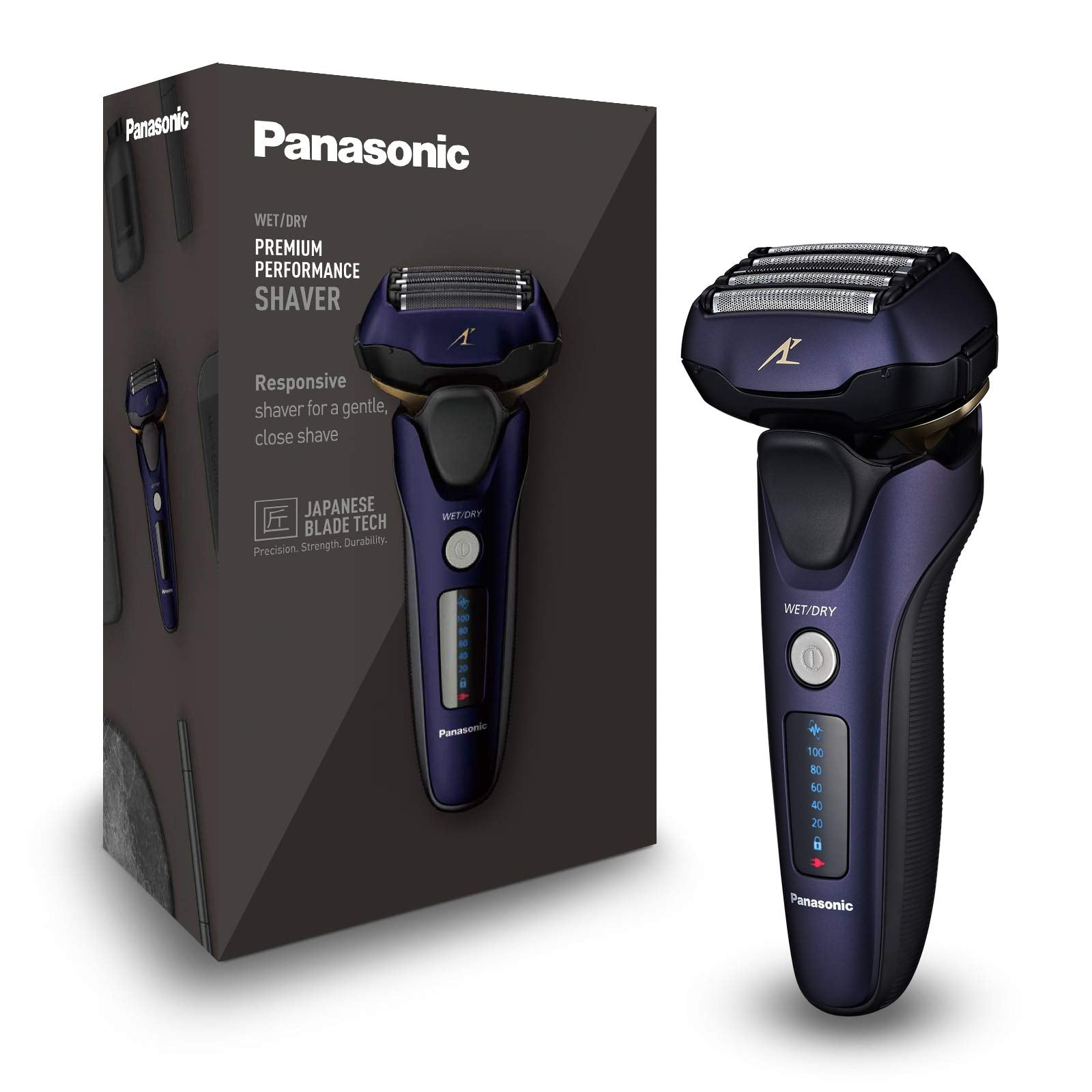 Panasonic Es Lv67 A803 Wet And Dry Shaver, 5 Shaving Heads With Linear Motor, Including Hair Trimmer, Navy Blue