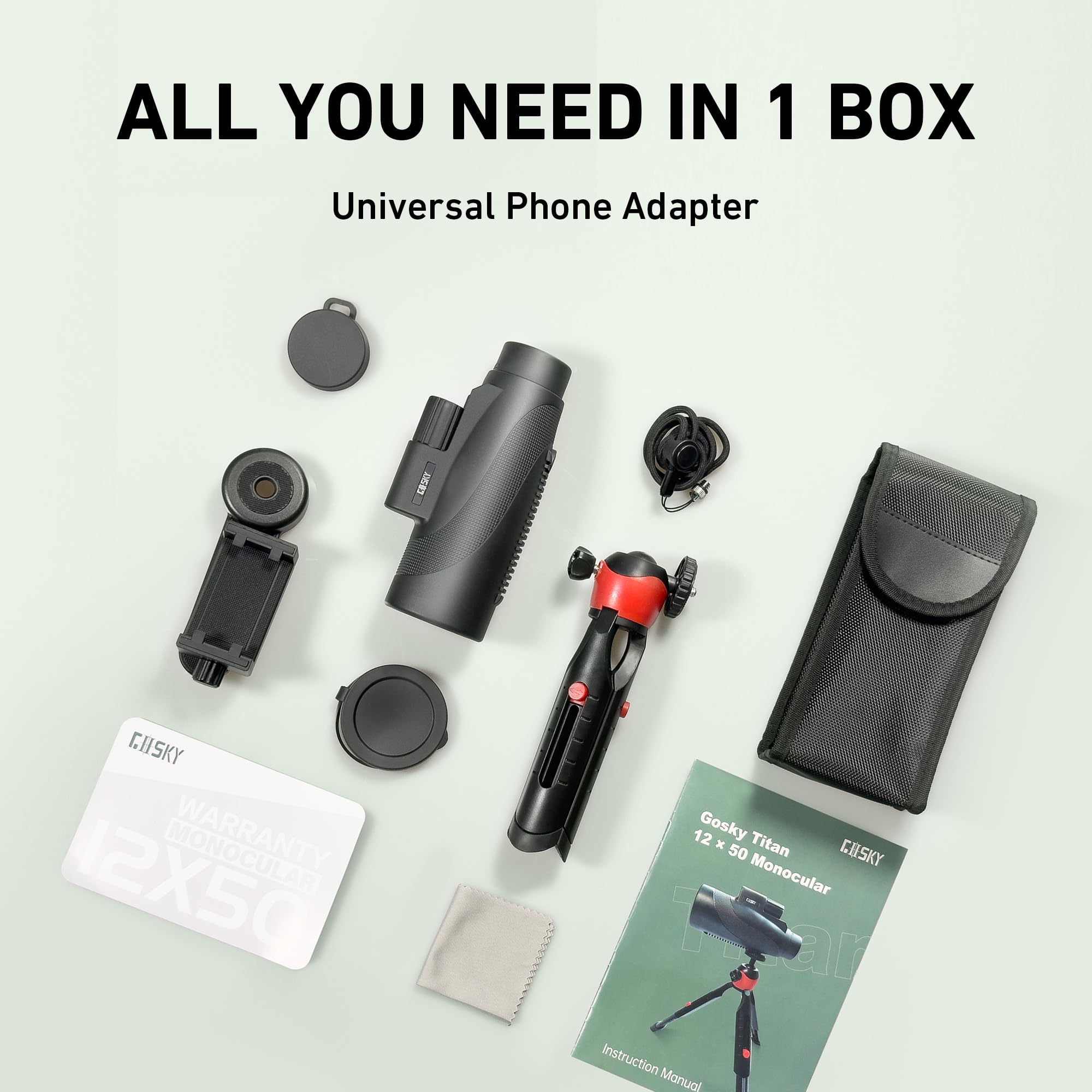 Gosky 12X50 Monocular For Adults, Monocular Telescope With Bak4 Prism & Fmc Lens,Lightweight Monocular Ideal For Bird Watching H