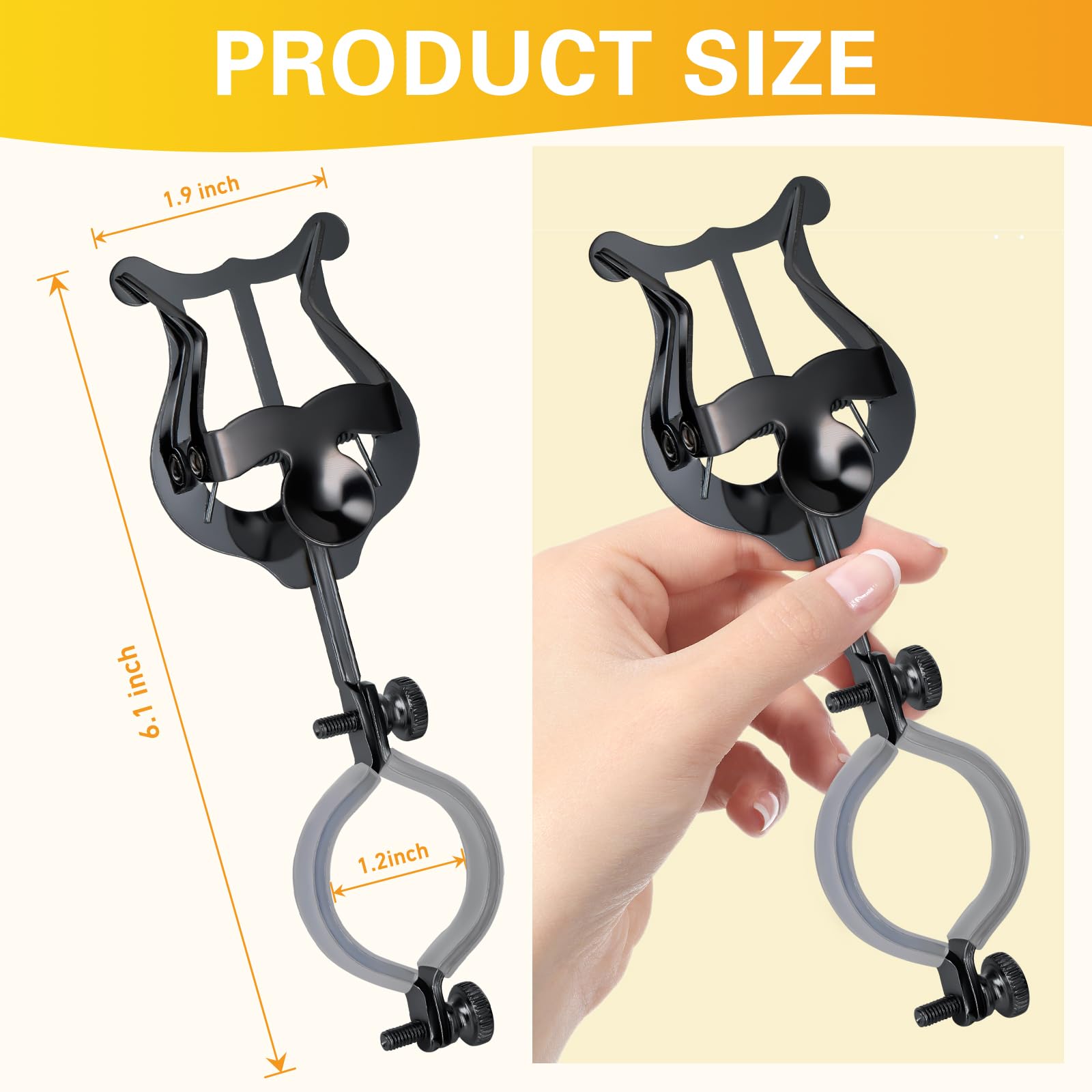 Clarinet Lyre,2 Pack Black Clarinet Lyre Holder For Marching Band,6.02Inch Clarinet Oboe Sheet Music Clip And Flip Folder,Genera