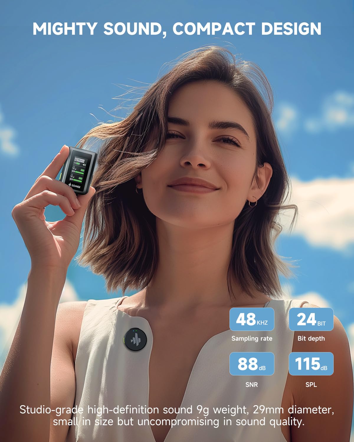 Donner Vpm 20 Wireless Lavalier Microphone For Usb C/Lightning Iphone Ipad Android Camera, With Charging Box, Dual Channels Mics