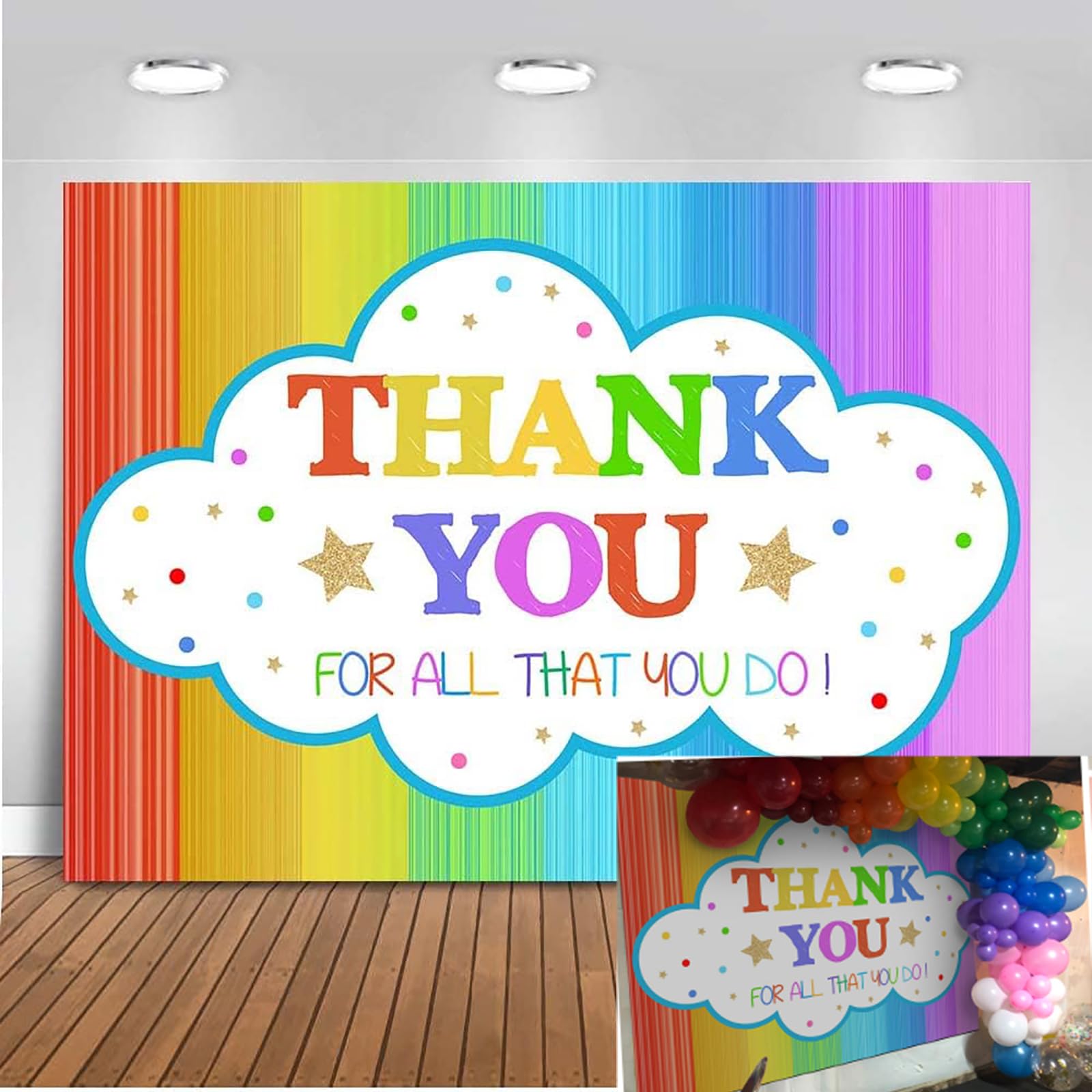 Mocsicka 7X5Ft Thank You Backdrop Thanks For All You Do Colorful Photo Backdrops Staff Teachers Professors Doctors Banner Nation