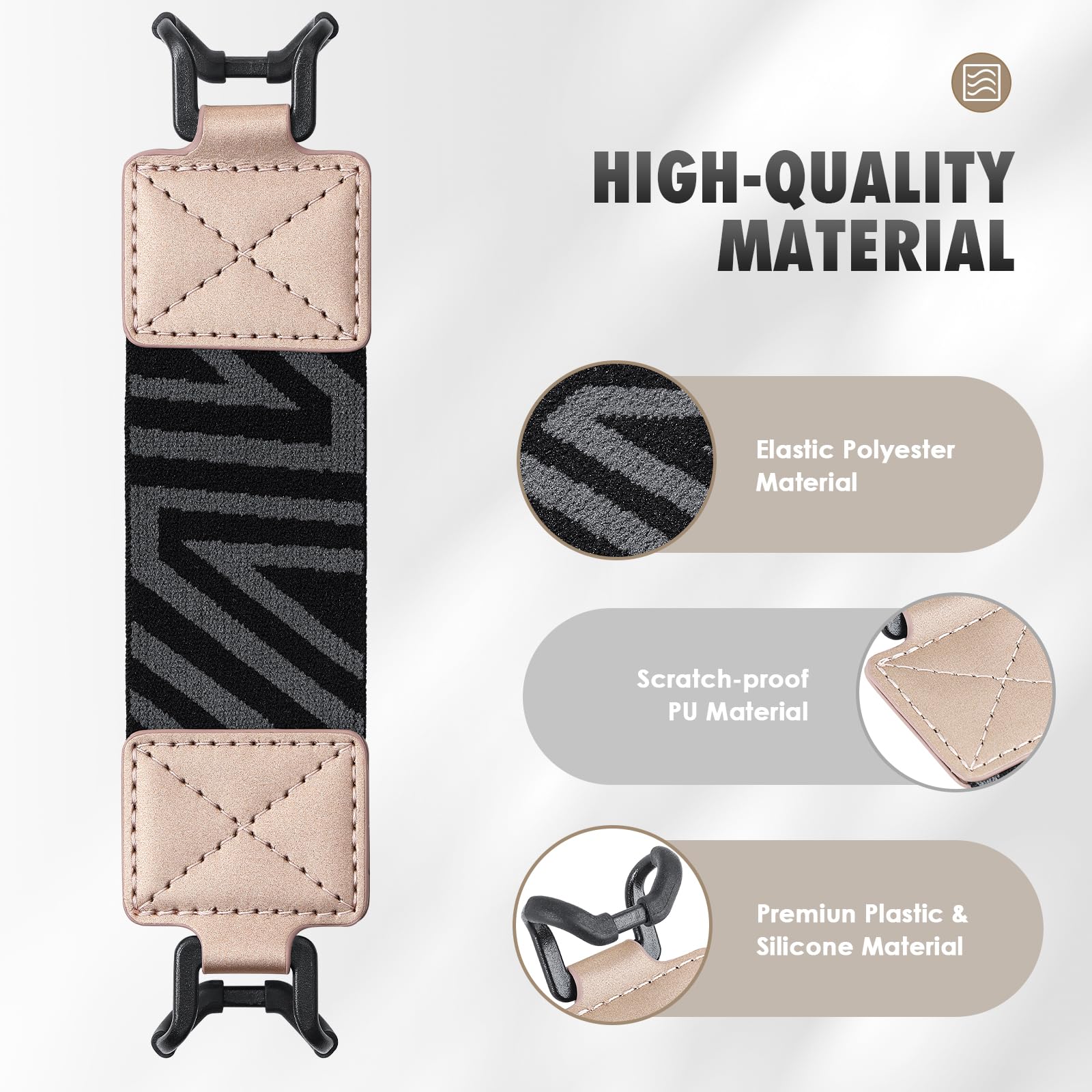 MoKo Security Hand Strap for 9 11 Inch Tablet, iPad/iPad Pro/iPad Air/Kindle Fire HD/Samsung, High Elasticity Versatile Hand Strap Lightweight Finger Grip Holder, Rose Gold