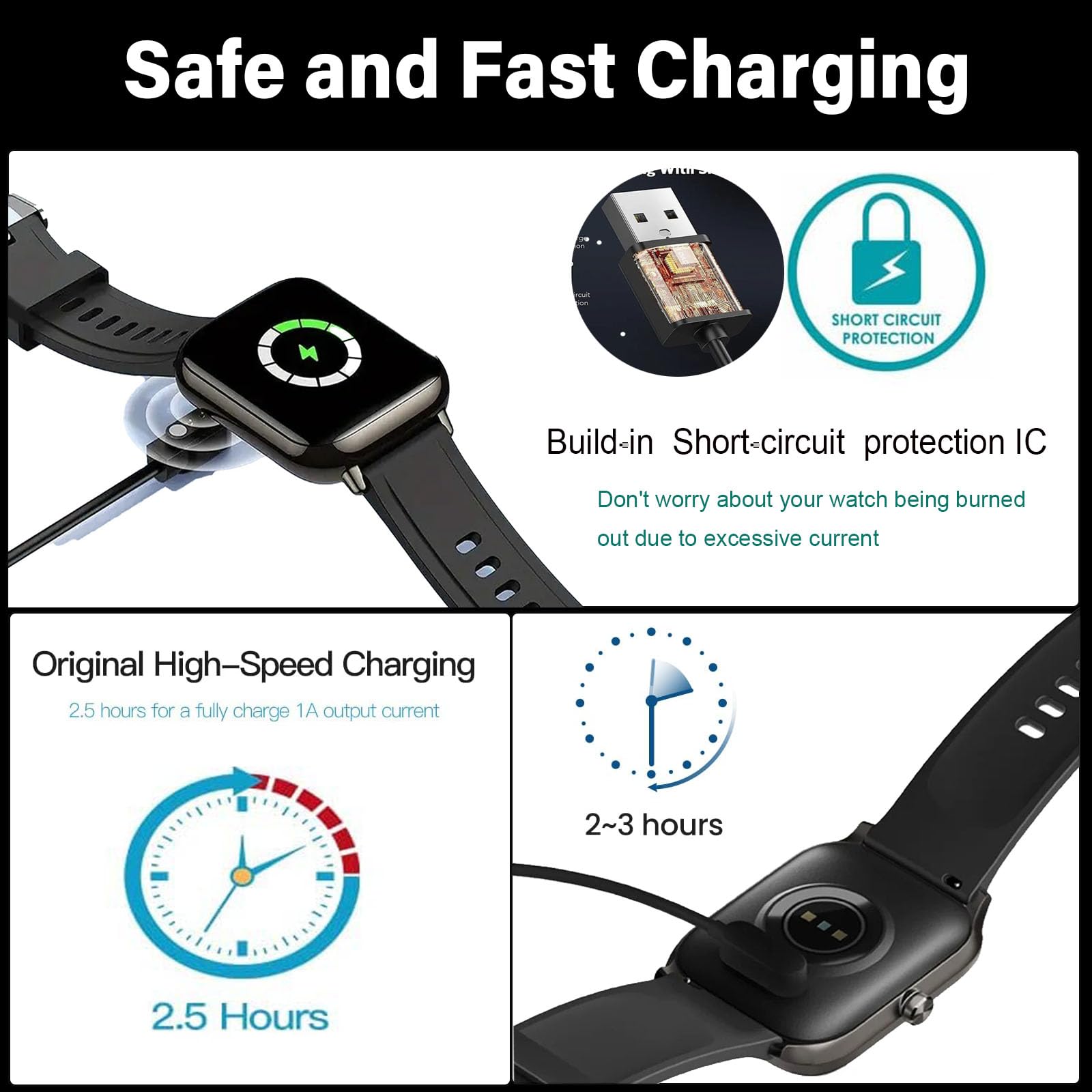 Smart Watch Charger Magnetic Compatible For Tozo, For Toobur, For Enomir, For Aeac, For Quican, For Tensky, For Wyze, For Skg Sm