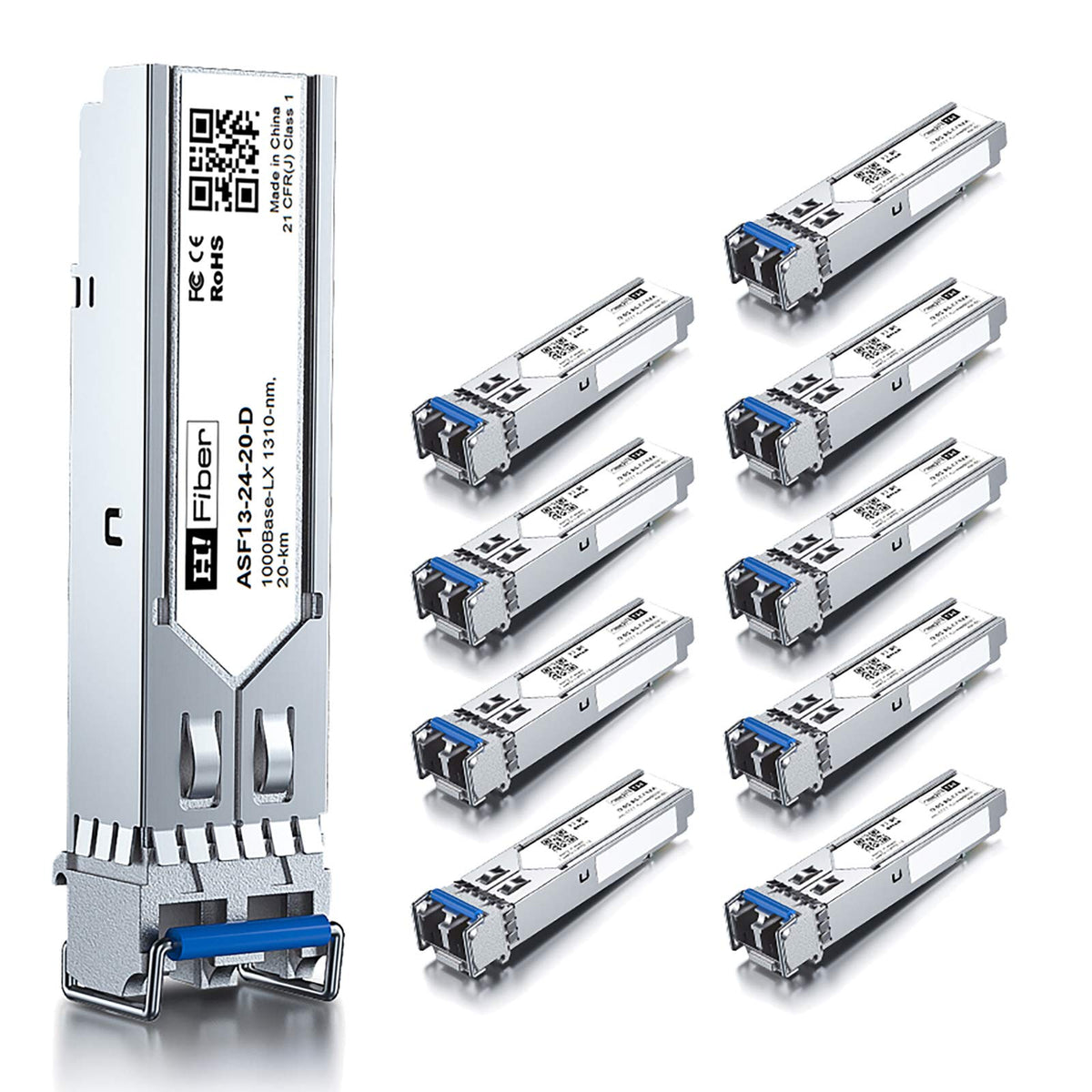 10Pcs 1.25G Single Mode Sfp Lc Module, 1000Base Lx/Lh Fiber Transceiver For Ubiquiti Uf Sm 1G, D Link Tl Sm311Ls, Mikrotik, Inte