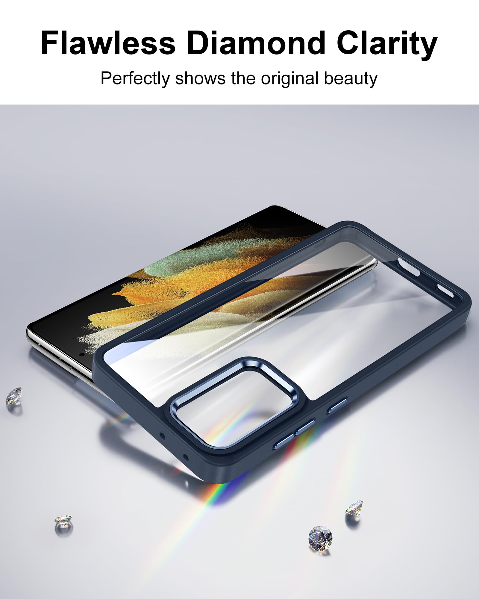 Hoomil Case For Samsung Galaxy S21 Ultra (Only 6.8-Inch), Non-Yellowing, Drop Protection, Anti-Scratch Transparent Hard Back Pho