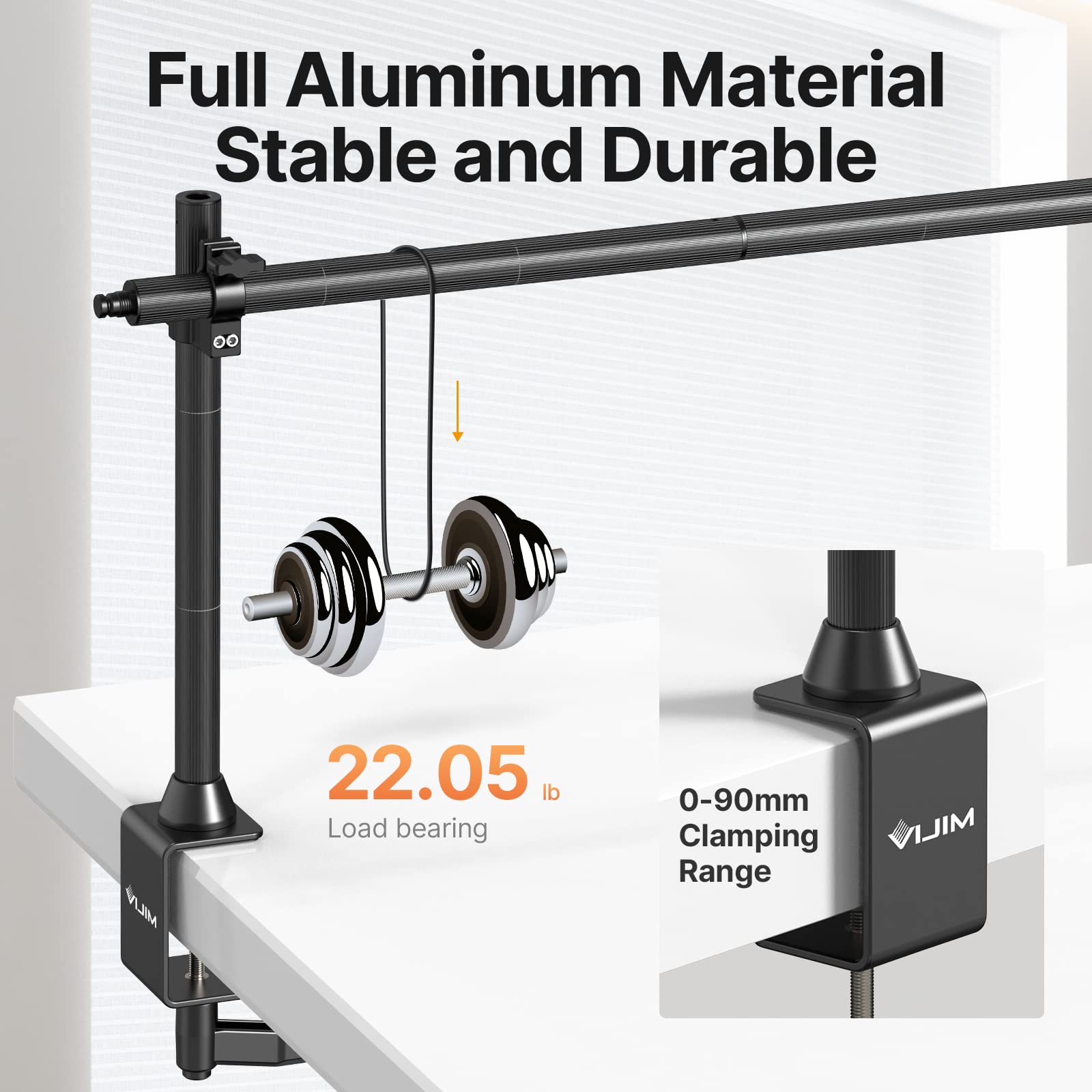 Jusmo Ls15 Desk Overhead Camera Mount Rig Top Down Shots, Professional Aluminum Tabletop Multi Device Mount Platform For Product Photography/Video Making/Picture Taking/Live Stream And More