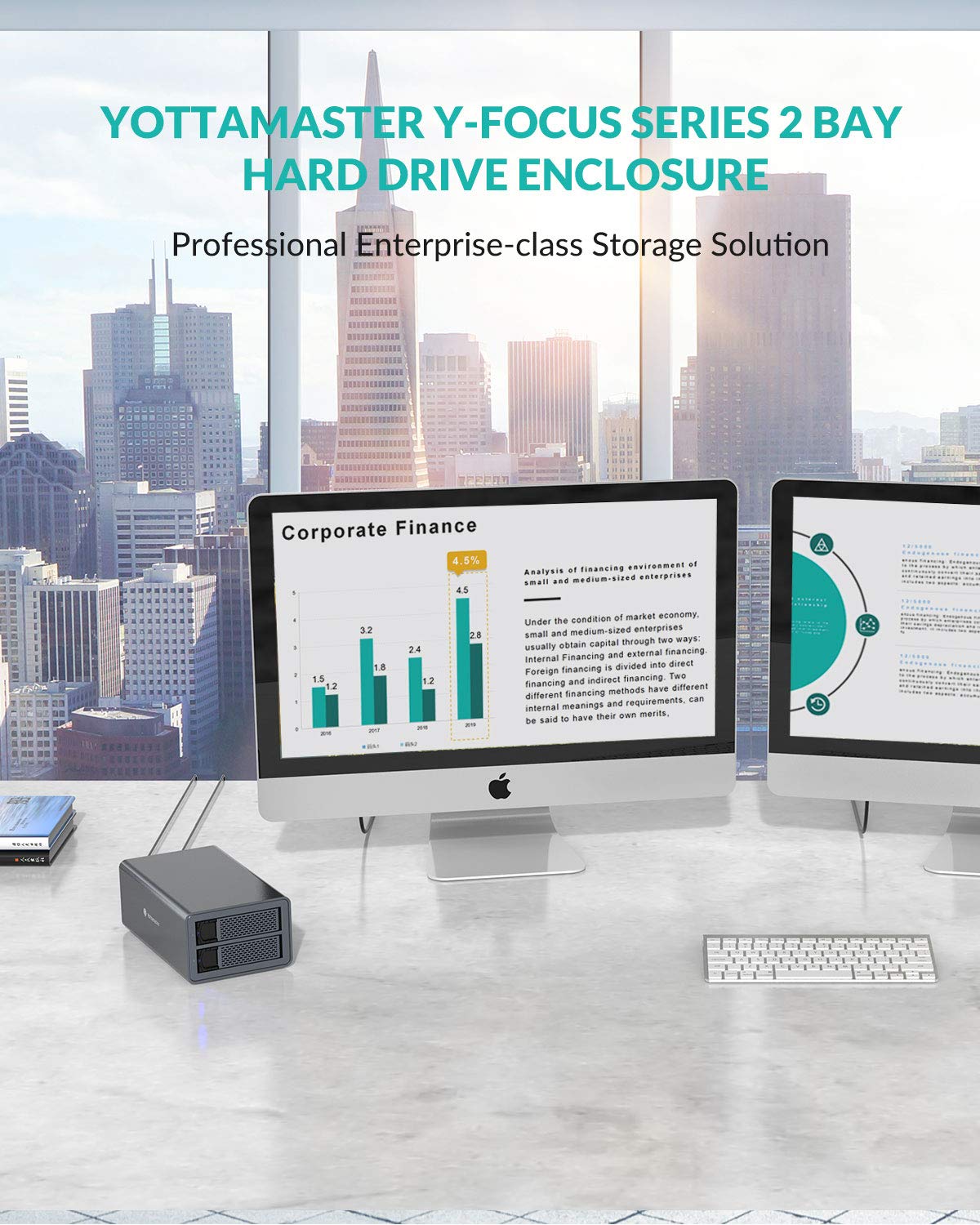 Yottamaster 2 Bay Raid External Hard Drive Enclosure For 2.5'' & 3.5'' Sata Hard Drives, Usb3.0 Raid Enclosure Support 36Tb & Ra