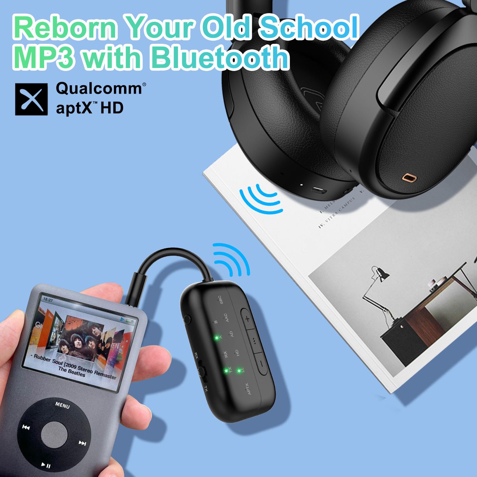 Beeitzie 2024 Upgraded Pro Bluetooth Transmitter Receiver,2 In 1 Airplane Bluetooth 5.4 Adapter For Flight,Tv,Pc,Gym,Switch,Supp