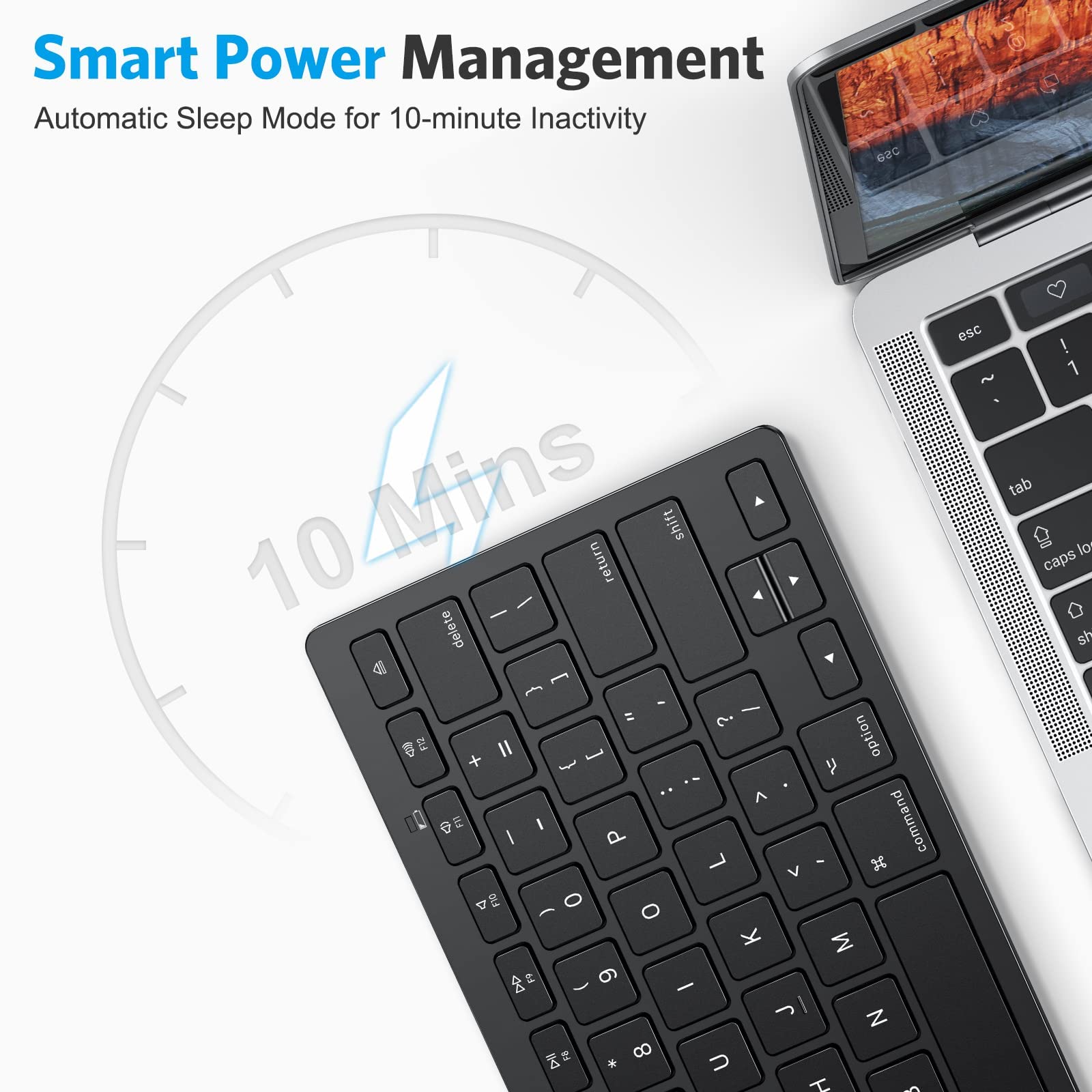 Omoton Bluetooth Keyboard For Mac, Compact Wireless Keyboard Compatible With Macbook Pro/Air, Imac, Imac Pro, Mac Mini, Mac Pro Laptop And Pc (Black)