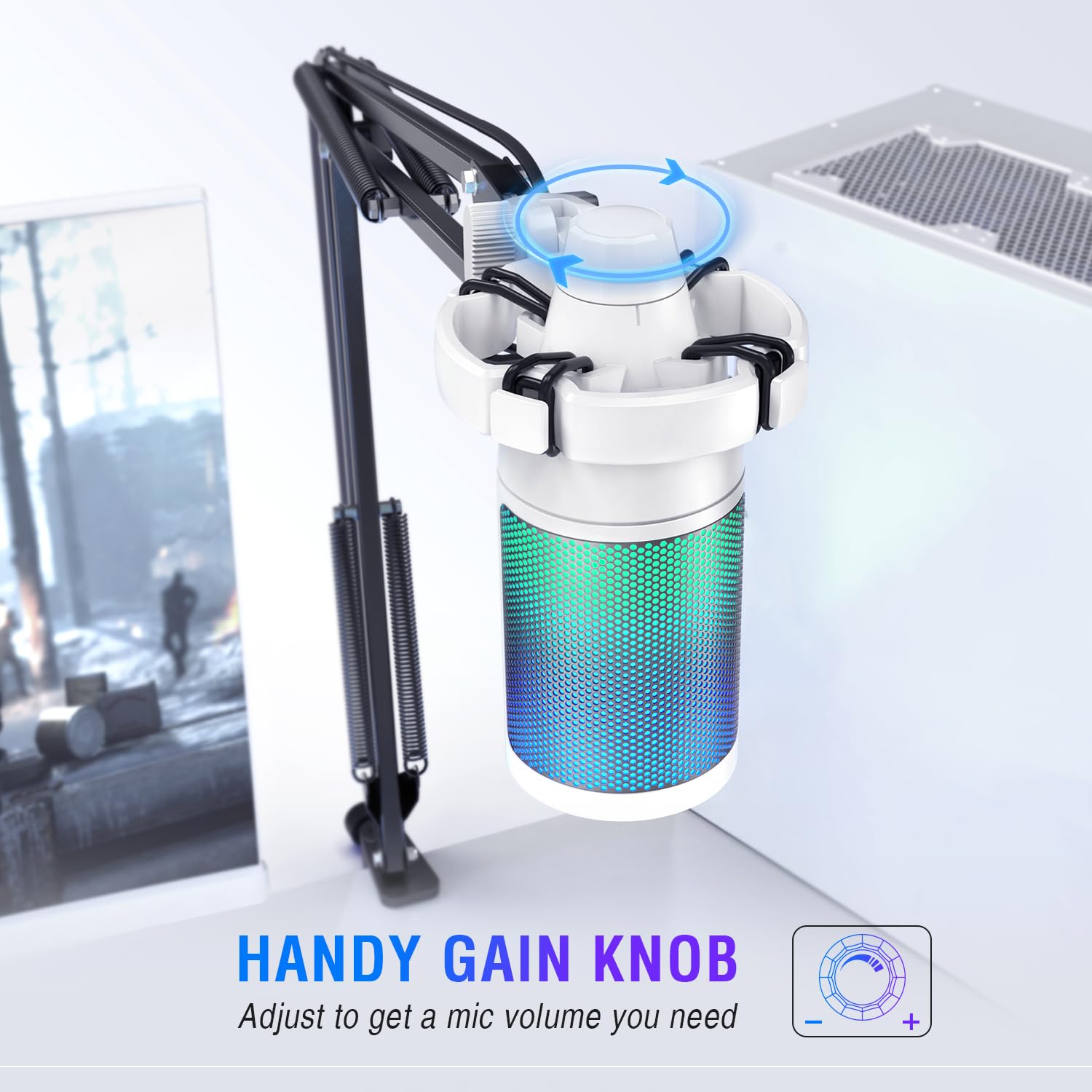 Fifine Streaming Gaming Usb Microphone Kit, Pc Condenser Rgb Mic Compatible With Ps4/Ps5, Plug And Play For Music Recording, Onl