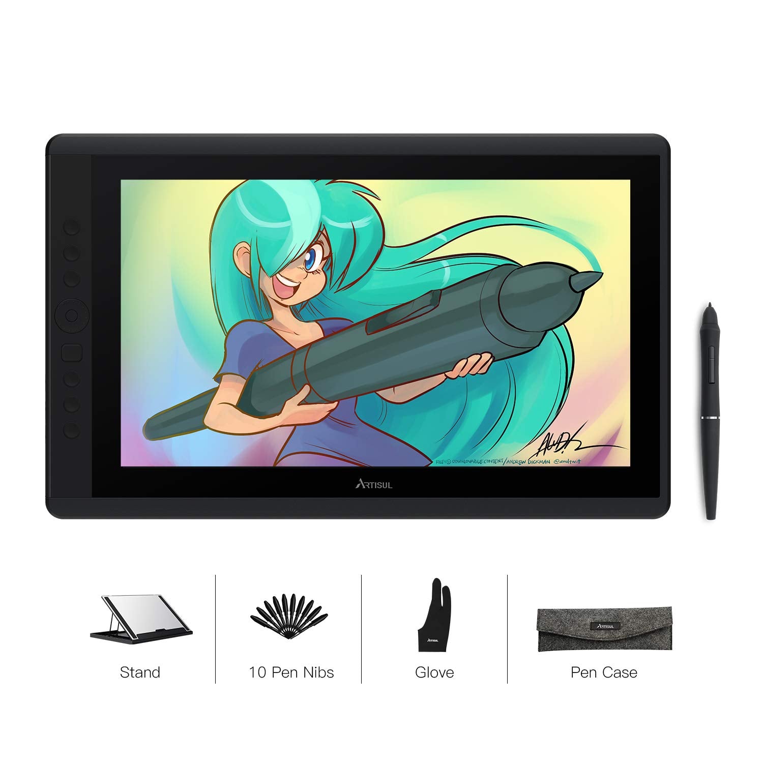 Artisul D16 15.6 Inch Drawing Tablet With Screen Ips Graphics Drawing Monitor Full Laminated Pen Display Battery Free Stylus 819