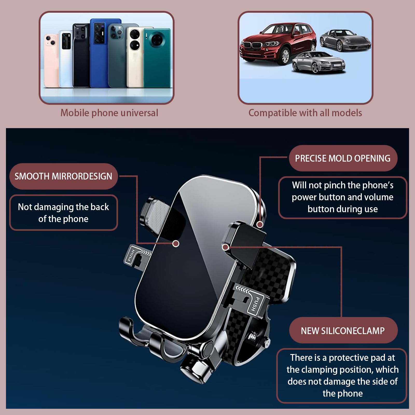 Zeathery Dashboard Cell Phone Holder For Your Car, Car Phone Holder Mount, 360 Rotating Dashboard Phone Holder, One-Hand Pickup