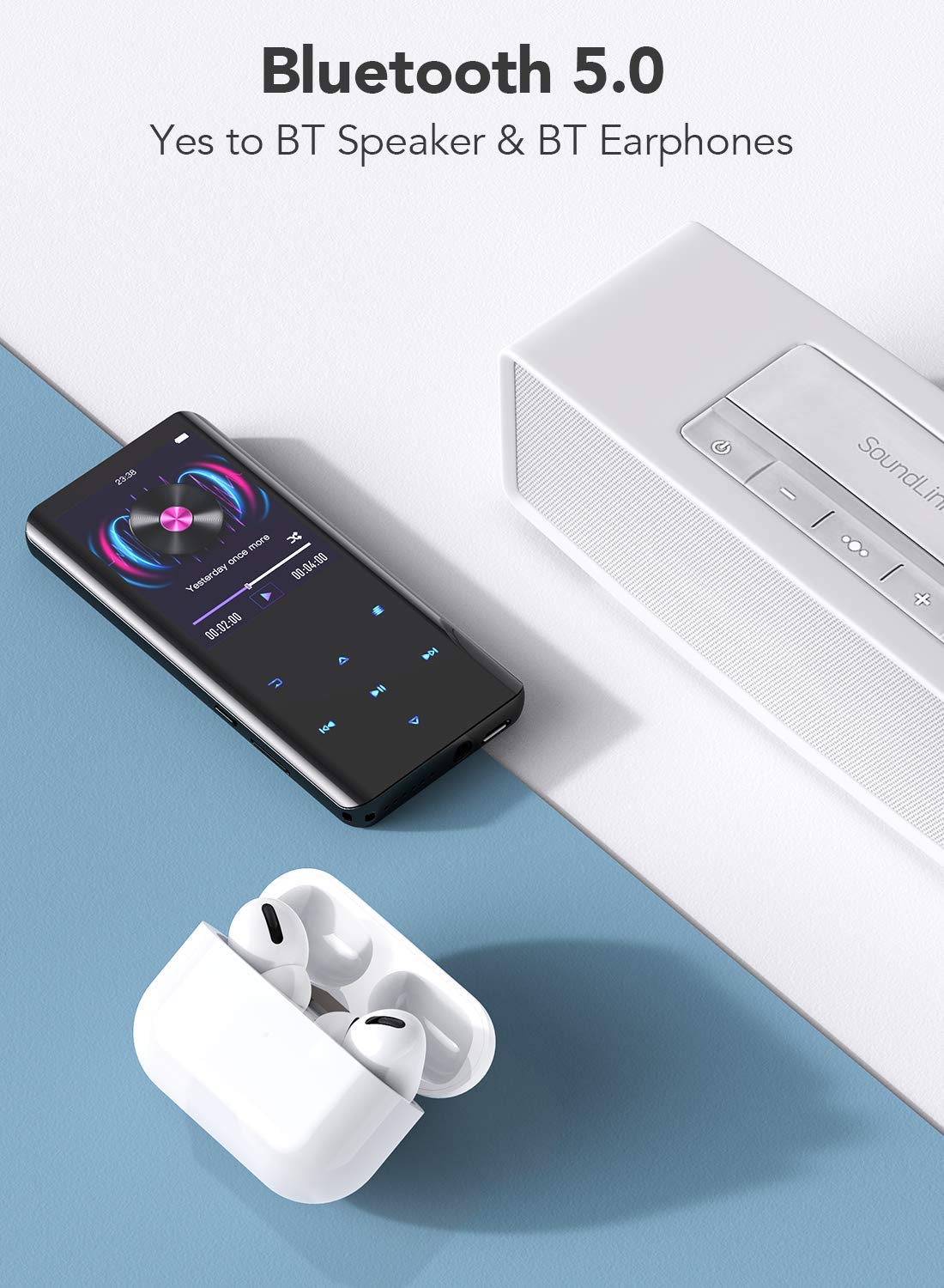 Agptek 32Gb Mp3 Player With Bluetooth 5.3, A19X 2.4'' Curved Screen Portable Music Player With Speaker Lossless Sound With Fm Ra