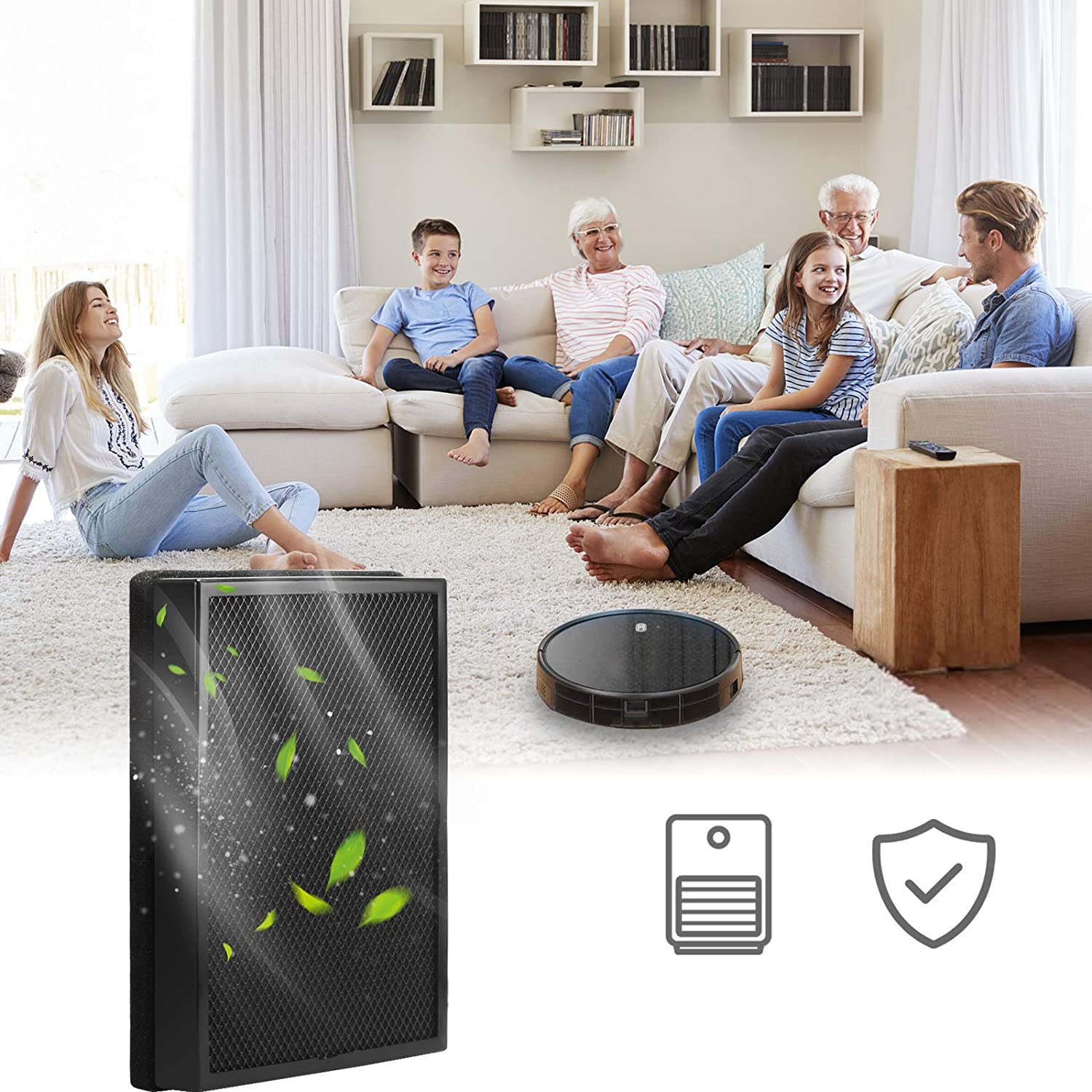 Keyjiniu H126 Replacement Hepa Filter, Compatible With Levoit Lv H126, Includes 2 Hepa Filters And 8 Activated Carbon Pre Filter