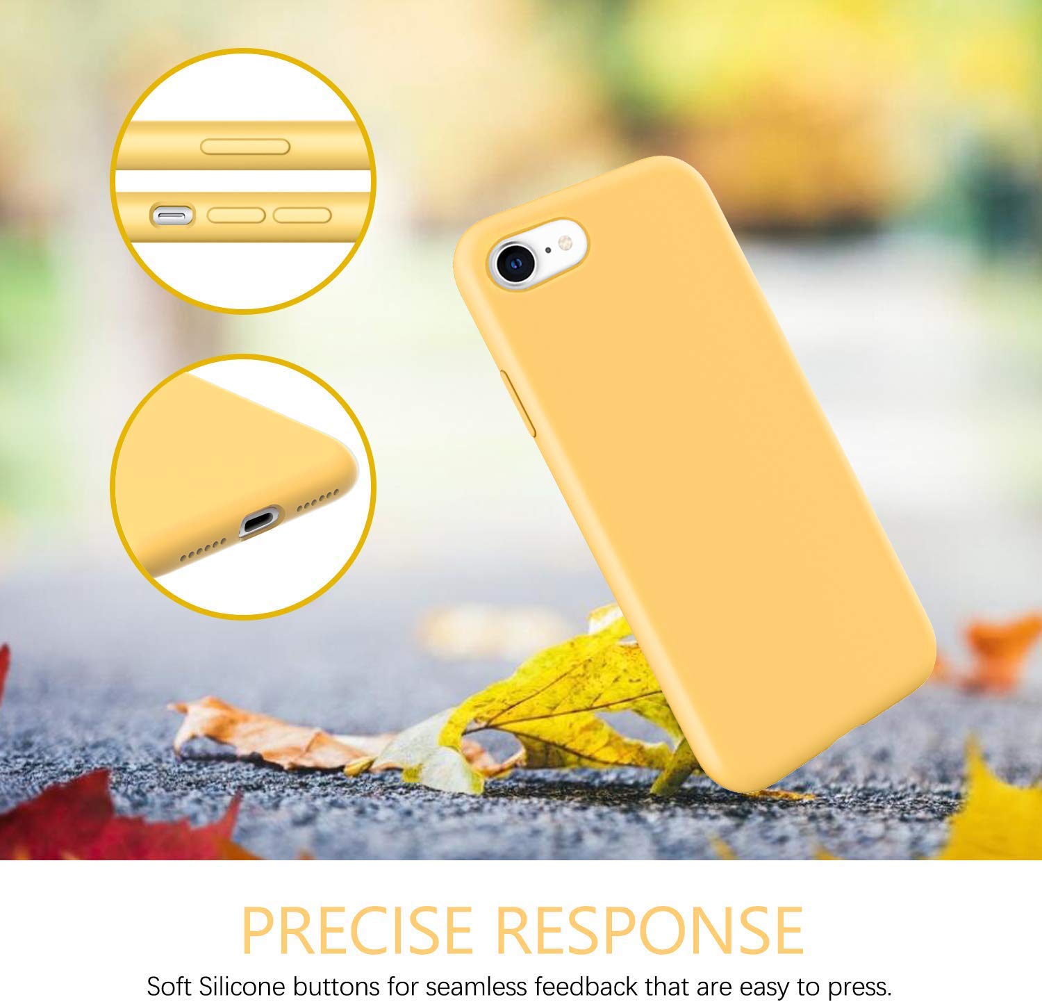 Icesword Iphone Se 3 Case 2022 [Upgraded]/ Iphone Se 2020 (2Nd Gen)/ Iphone 7/ Iphone 8 Silicone Case Yellow, Liquid Silicone Ge