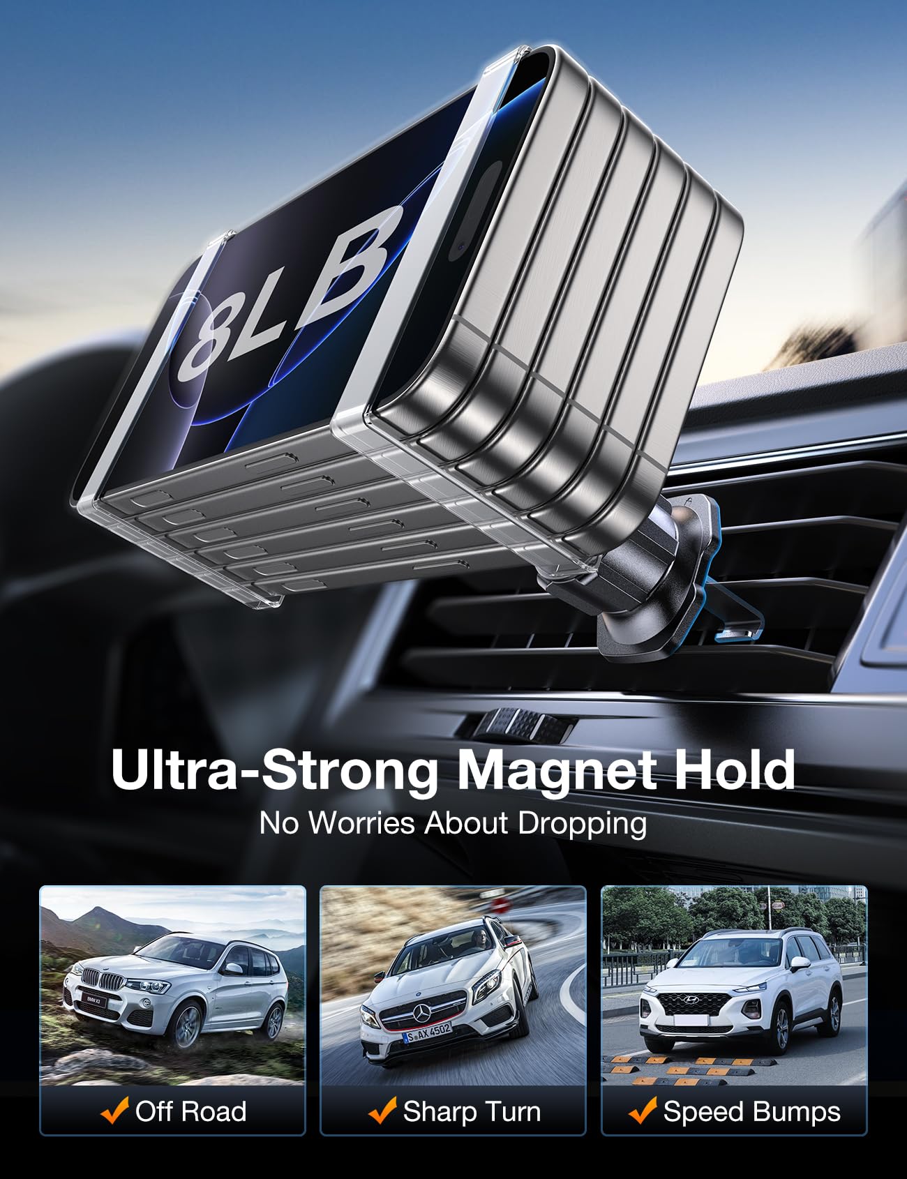 Akesepe For Magsafe Car Mount [2025 Strongest Magnet Power] Magnetic Phone Holder For Car Vent 360 Rotation Magnetic Car Phone H