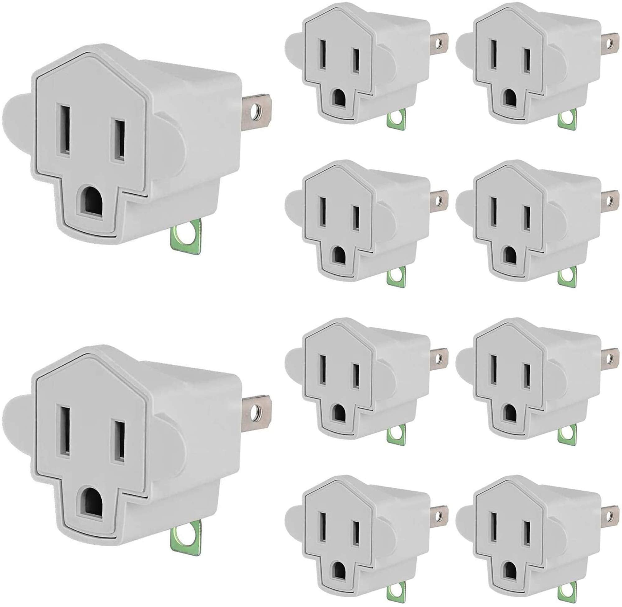 3 Prong To 2 Prong Polarized Grounding Adapter, Wall Outlet Converter Jackyled 3 Prong Adapter Fireproof Material 392? Resistant