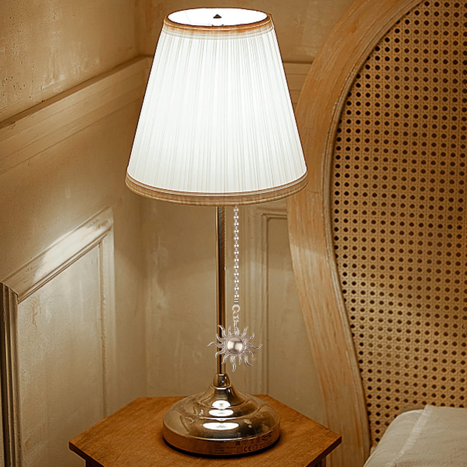 Dotlite Silver Ceiling Fan Pull Chain, 12 Inches Totem Bohemia Pendant Extension Decorative, 3Mm Beaded Ball Chain Extender Orna