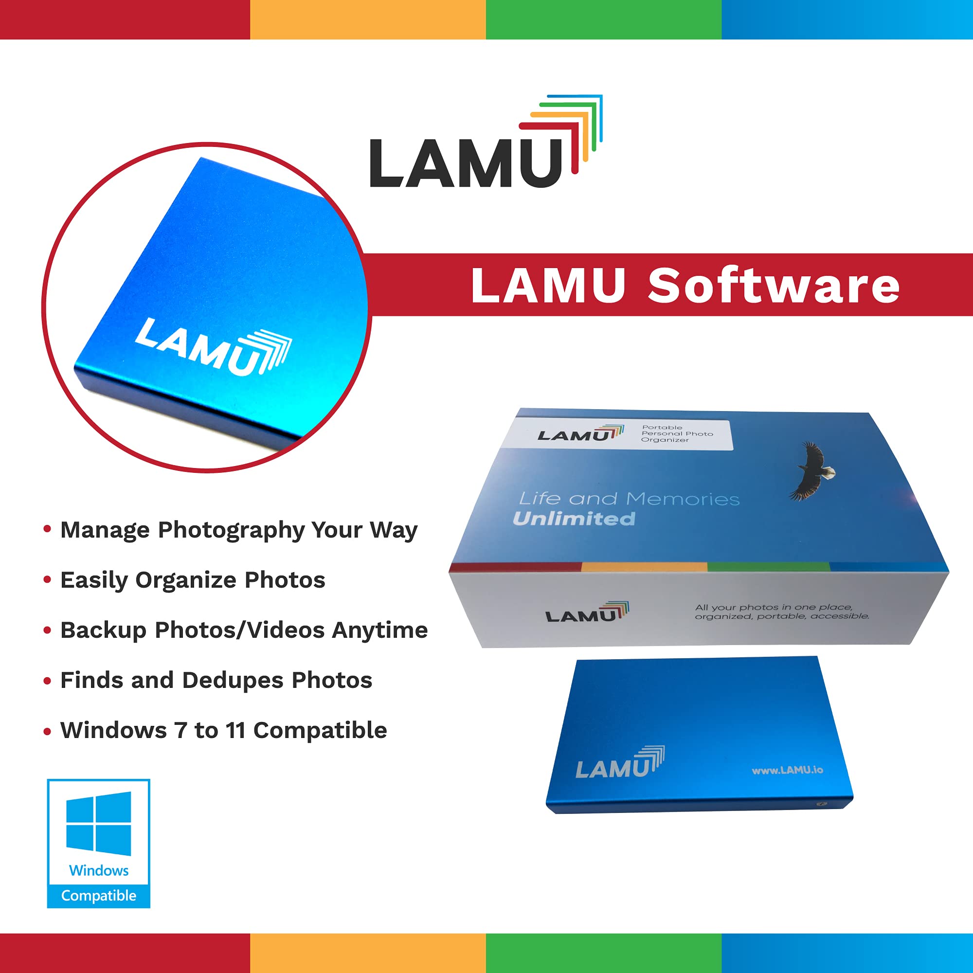 Lamu Photo Organizer 1Tb   Digital Picture Manager For Windows   Software Included To Easily Organize Your Photos And Videos   D