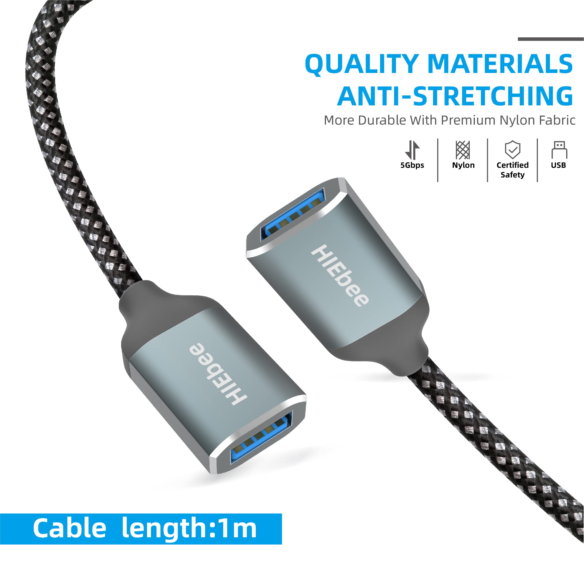 Ebeetech 3.3Ft Usb 3.0 To Extension Cable Female Cord, A Male Adapter, C Adapter Extended Compatible With Mouse, Keyboard, Lapto