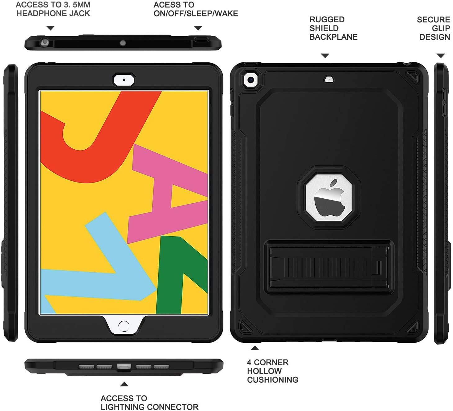 Zonefoker For Ipad 9Th Generation Case, For Ipad 8Th/7Th Gen 10.2 Inch Case 2021/2020/2019, Shockproof Dual Layer Slim Sturdy Ca