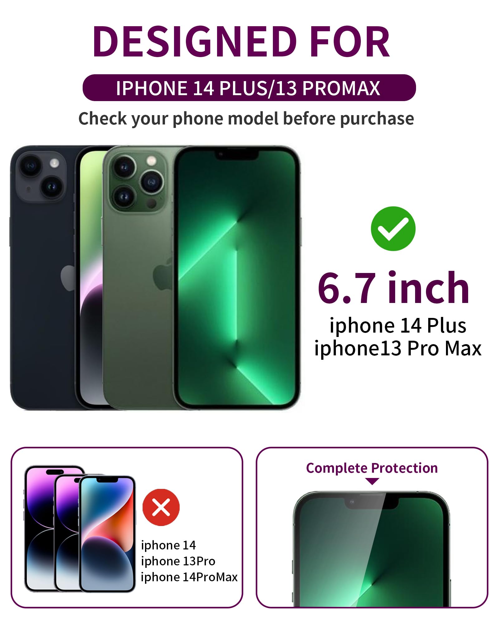 Ifaeveus 2 Pack Privacy Screen Protector For Iphone 13 Pro Max/14 Plus Tempered Glass For 13 Promax 6.7Inch Private Saver Anti S