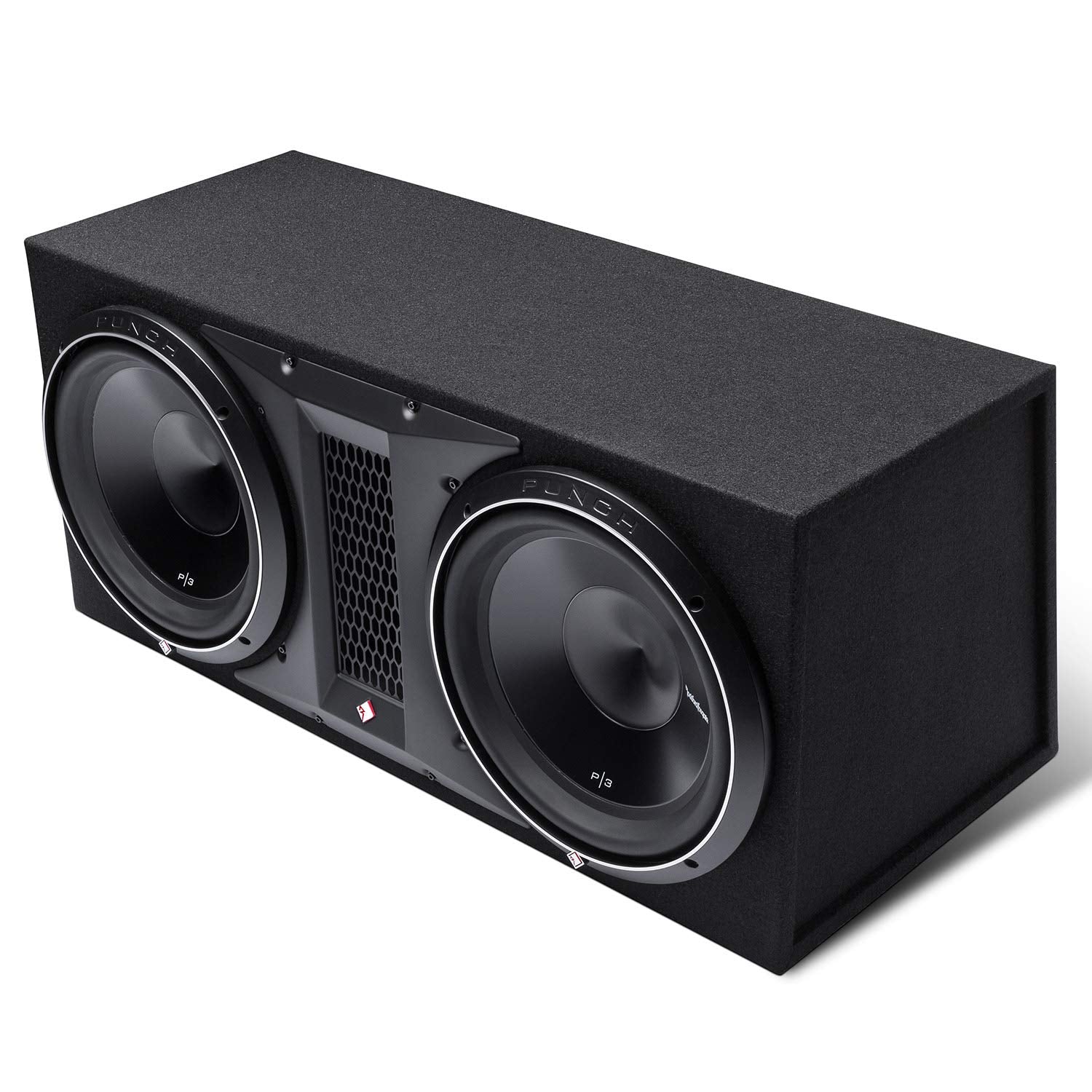 Rockford Fosgate P3-2X12 Dual 12" Ported Subwoofer Enclosure - Black, Anodized Aluminum, Hybrid Stamp-Cast Material
