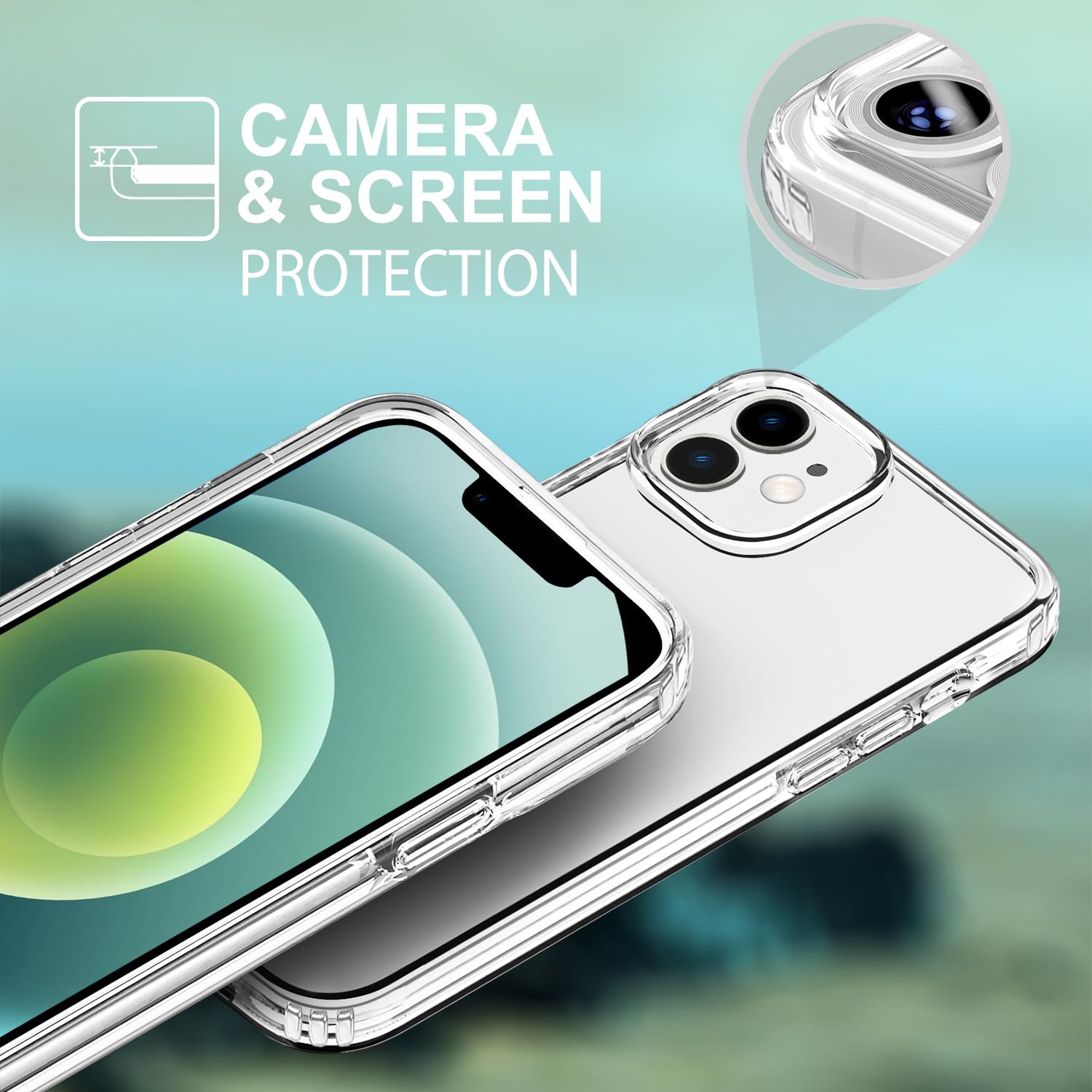 Tenoc Phone Case Compatible With Iphone 12 Mini, Clear Case Non Yellowing Protective Bumper Hard Back Cover For 5.4 Inch