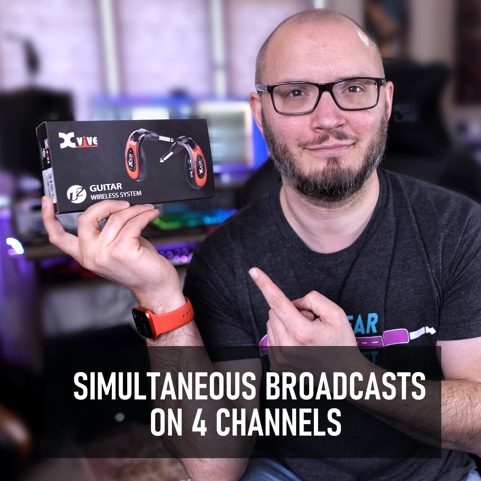 Xvive U2 Wireless Guitar System 3 Tone Sunburst 2.4Ghz Guitar Wireless Transmitter And Receiver For Electric Guitar Bass Violin