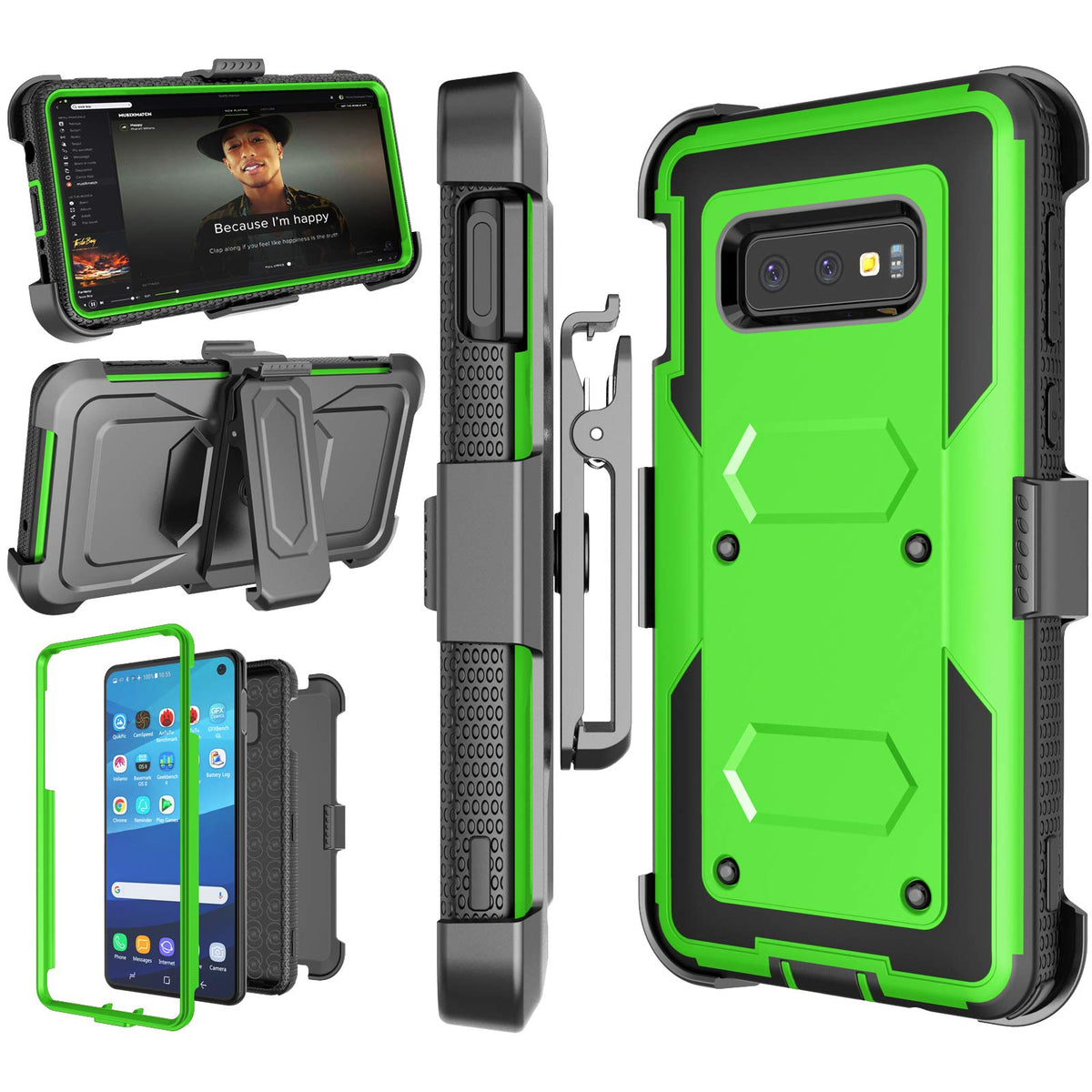 Njjex Case Compatible With Samsung Galaxy S10E, [Nbeck] Shockproof Heavy Duty Rugged Locking Swivel Holster Belt Clip Full Body
