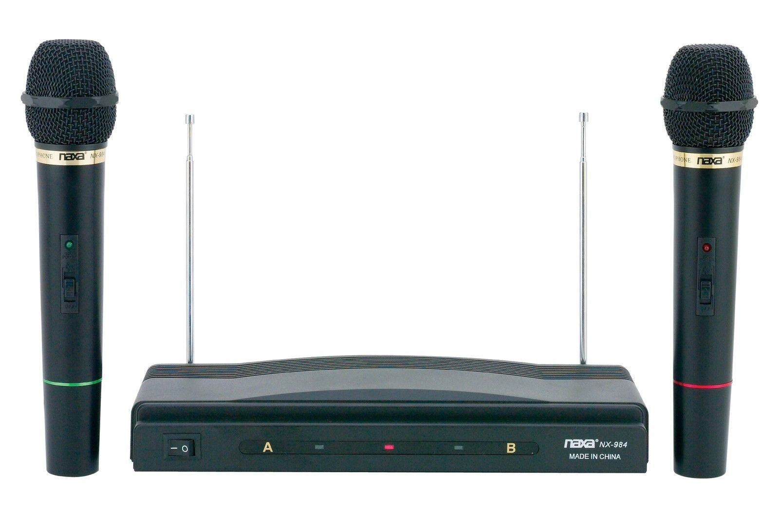 Naxa Nam984 Dual Handheld Wireless Microphone Starter Kit With Wireless Fm Receiver By Naxa Electronics