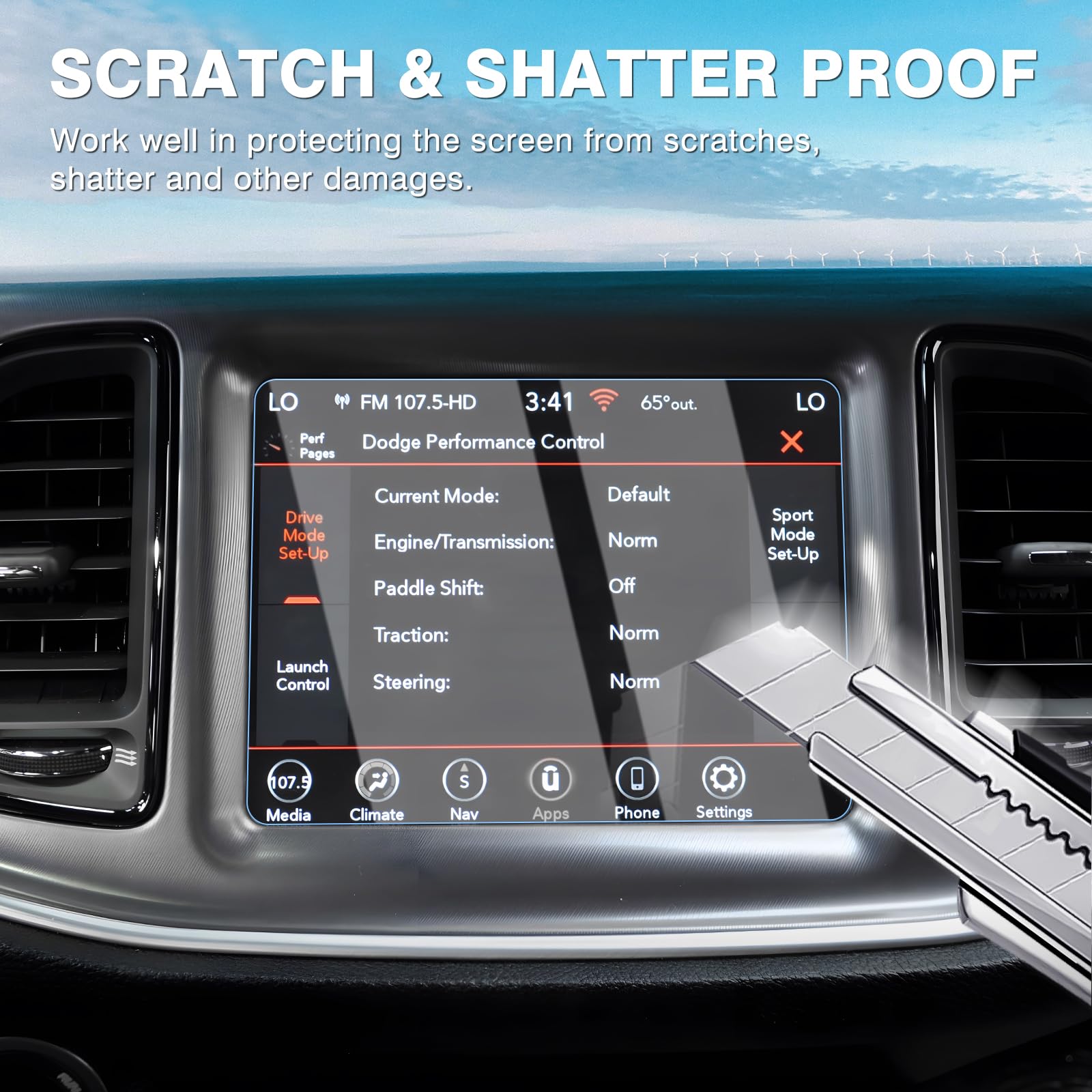 Karltys 2 Pack 8.4 Inch Screen Protector For Dodge Challenger Srt 392 Hellcat Uconnect 2015 2023, Challenger Touchscreen Tempered Glass Protector Car Radio Screen Cover Anti Glare Anti Scratch