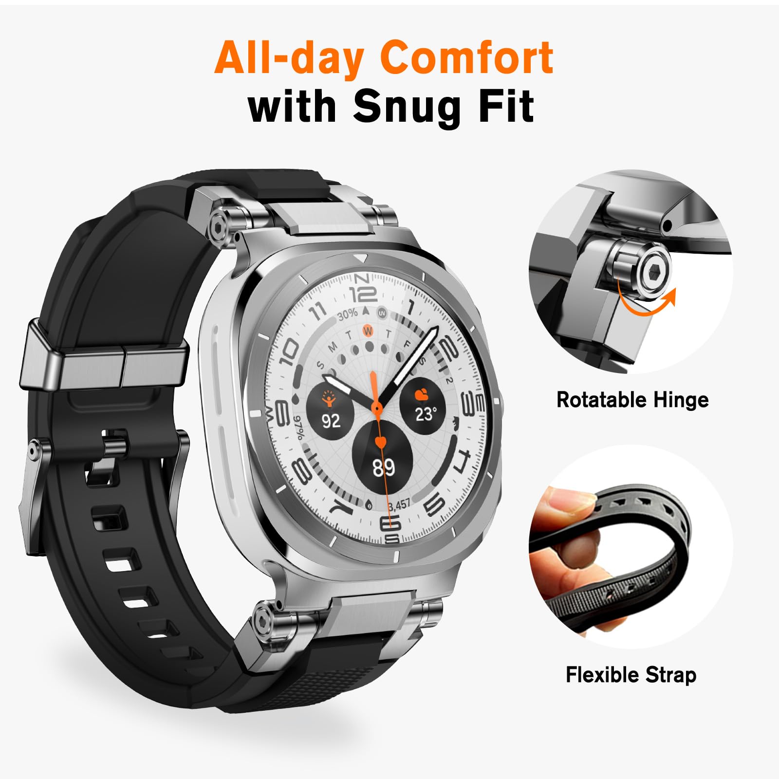 Amband For Samsung Galaxy Watch Ultra (2024) Bands For Men, Stylish Strap With 316L Stainless Steel Lug For Galaxy Watch7 Ultra