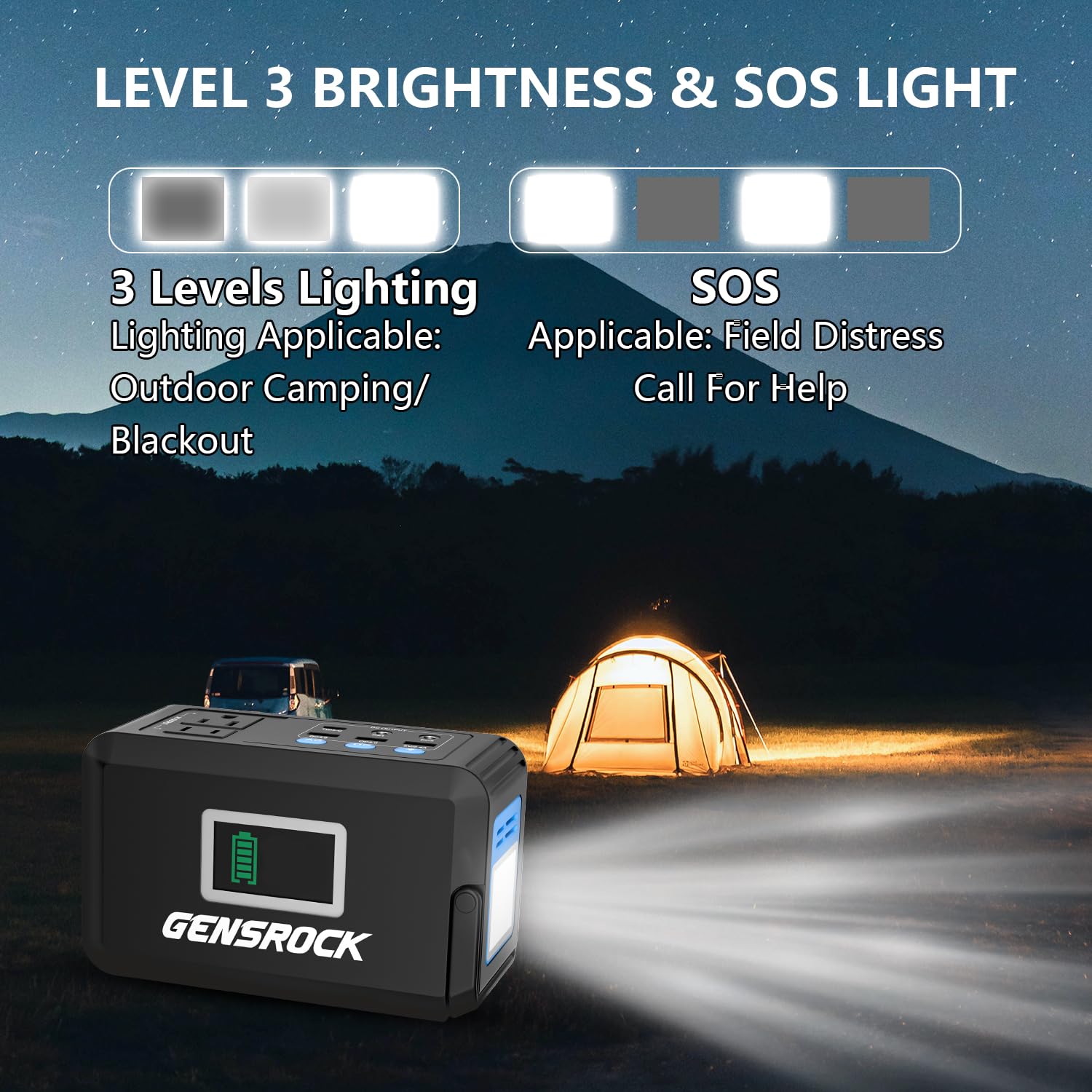 Gensrock Portable Power Station, 88Wh Camping Solar Generator, Lithium Battery Power Bank With 2 110V/150W Peak Ac Outlet, Qc 3.
