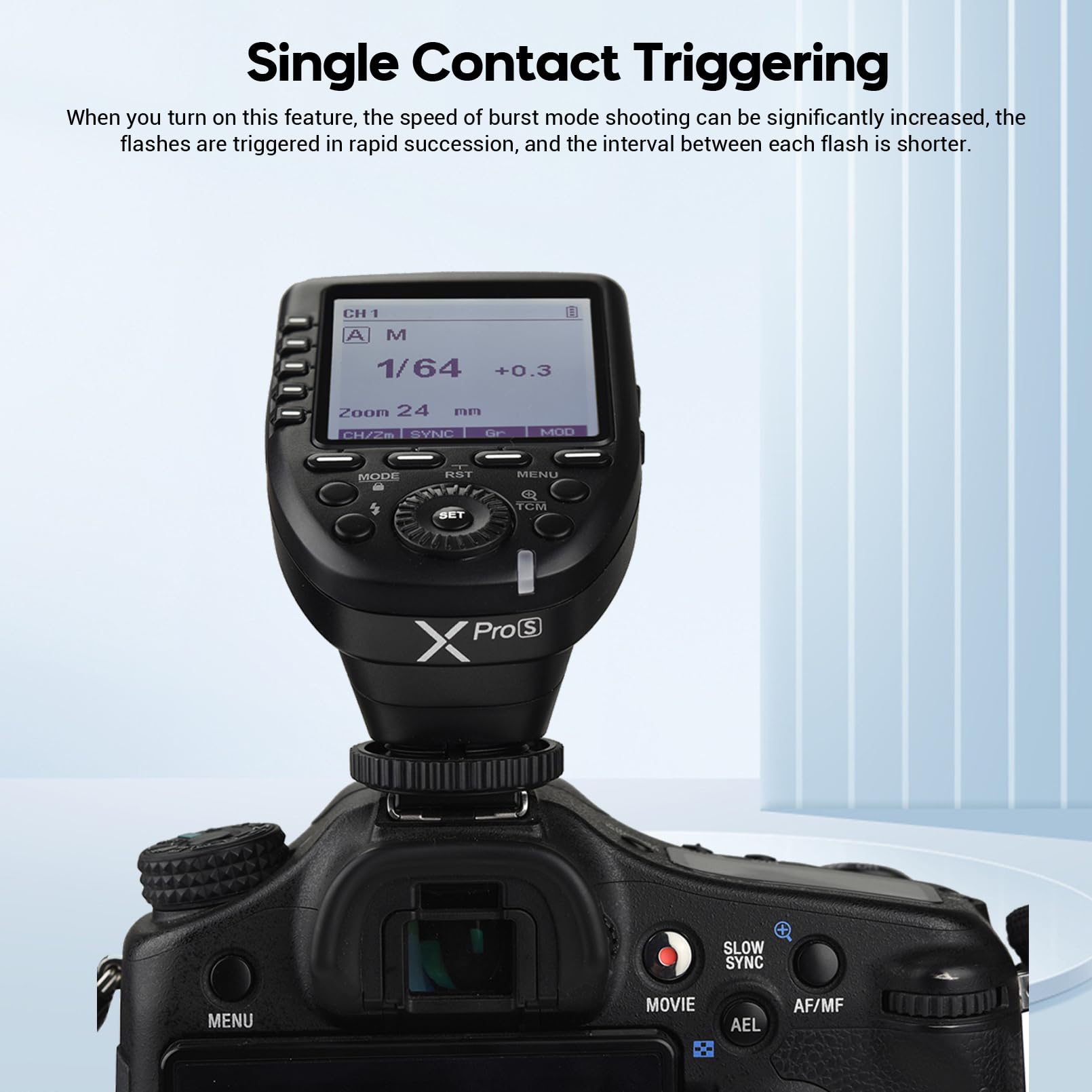 Godox Xpro S Ttl Wireless Flash Trigger For Sony Camera, 2.4G Wirless Flash Transmitter Hss 1/8000S, Ttl Convert Manual Function