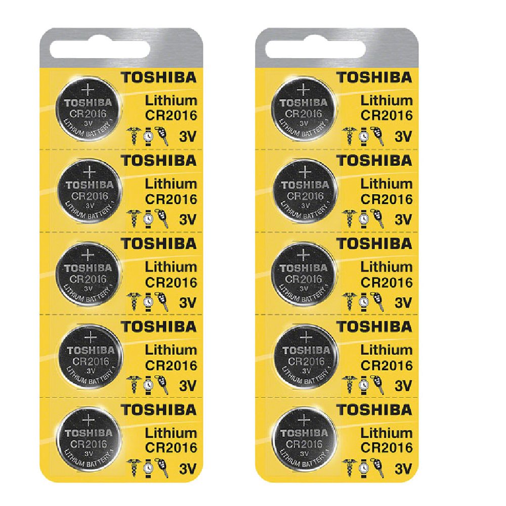 TOSHIBA CR2016 Battery 3V Lithium Coin Cell (10 Batteries)