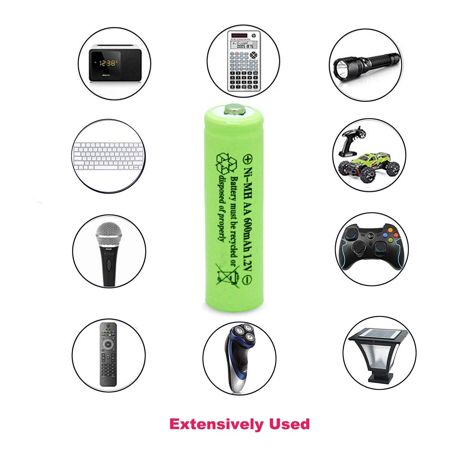 Gsuiveer 1.2V Aa Nimh 600Mah Rechargeable Battery For Outdoor Solar Lights Garden Lamp (12 Pack)