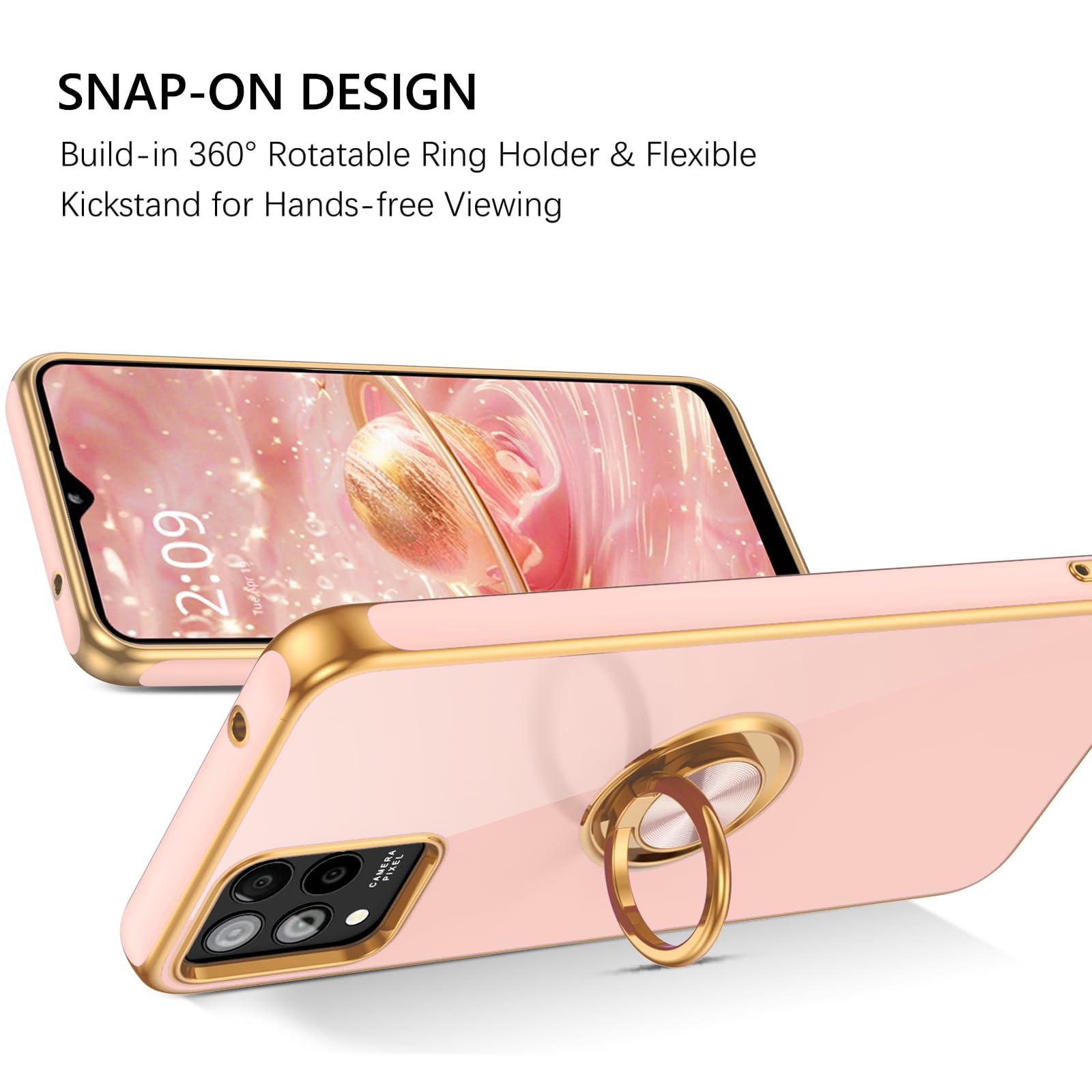 Guagua For T-Mobile Revvl 6 Pro/6X Pro Case With 360 Ring Holder Kickstand Magnetic Car Mount Supported Slim Soft Tpu Shockproof