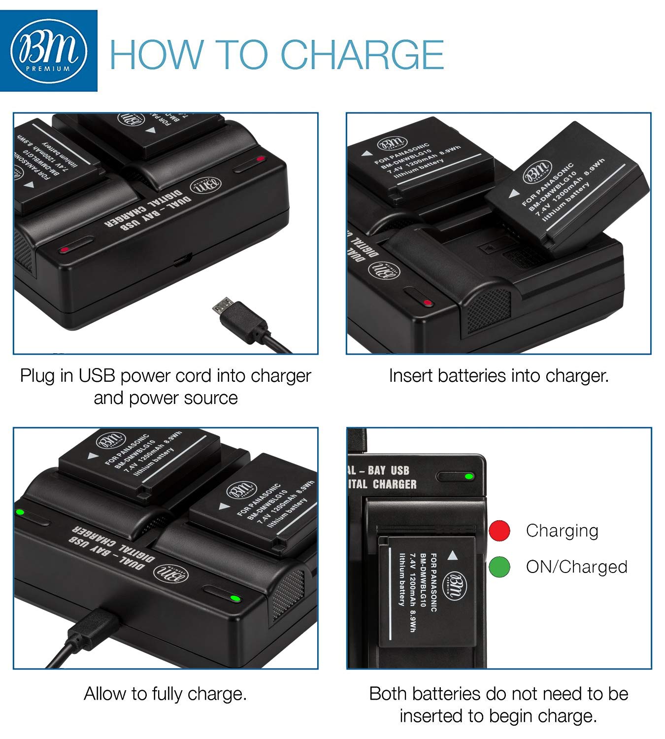 BM 2 Pack DMW BLG10 Batteries and Dual Battery Charger for Panasonic Lumix DC G100 DC ZS80 ZS99 DC GX9 DC LX100 II DC ZS200 DC ZS70 DMC GX80 DMC GX85 DMC ZS60 ZS100 DMC GF6 DMC GX7K DMC LX100 Cameras