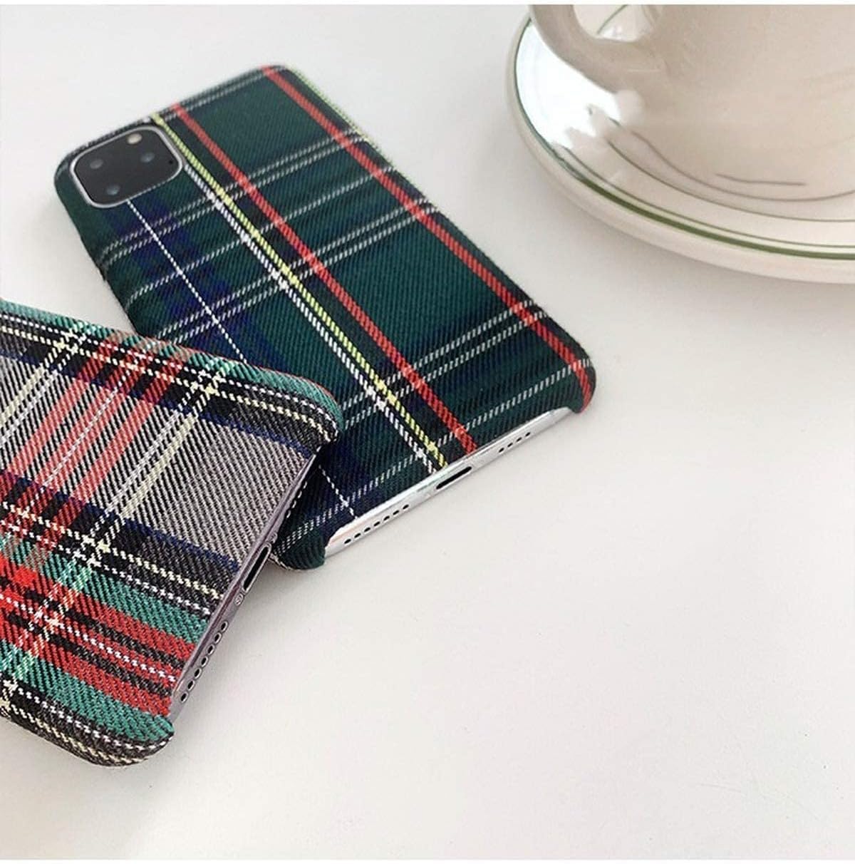 Mixneer Warm Flannel Plaid Cloth Phone Case Simple Plush Fabric Phone Case Compatible With Iphone 15 14 13 Pro Max Plus Mini Cov