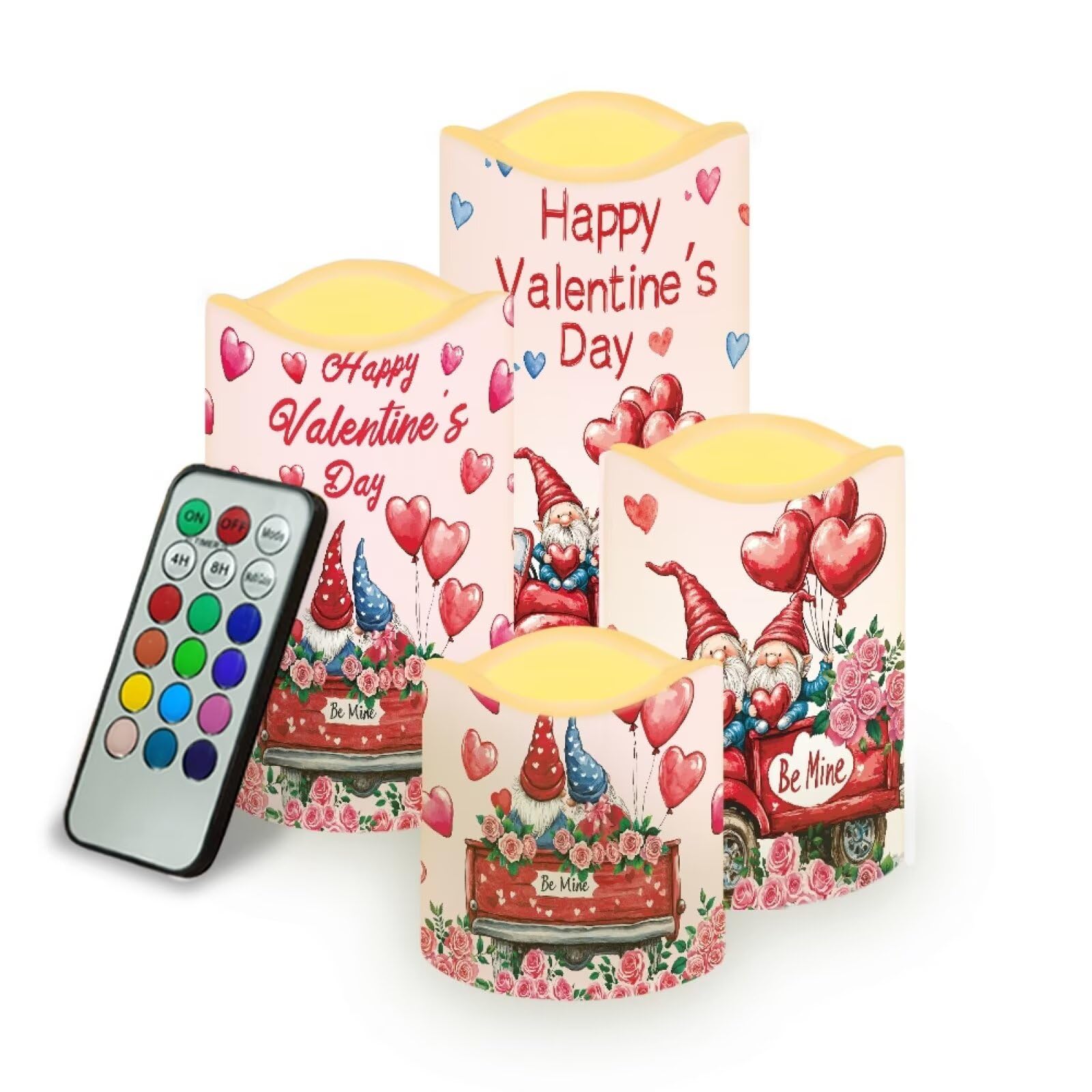 Uorisanigo Cute Gnome Rose Plastic Flameless Candles with Remote Control and Timer American Flag LED Flickering Battery Electric