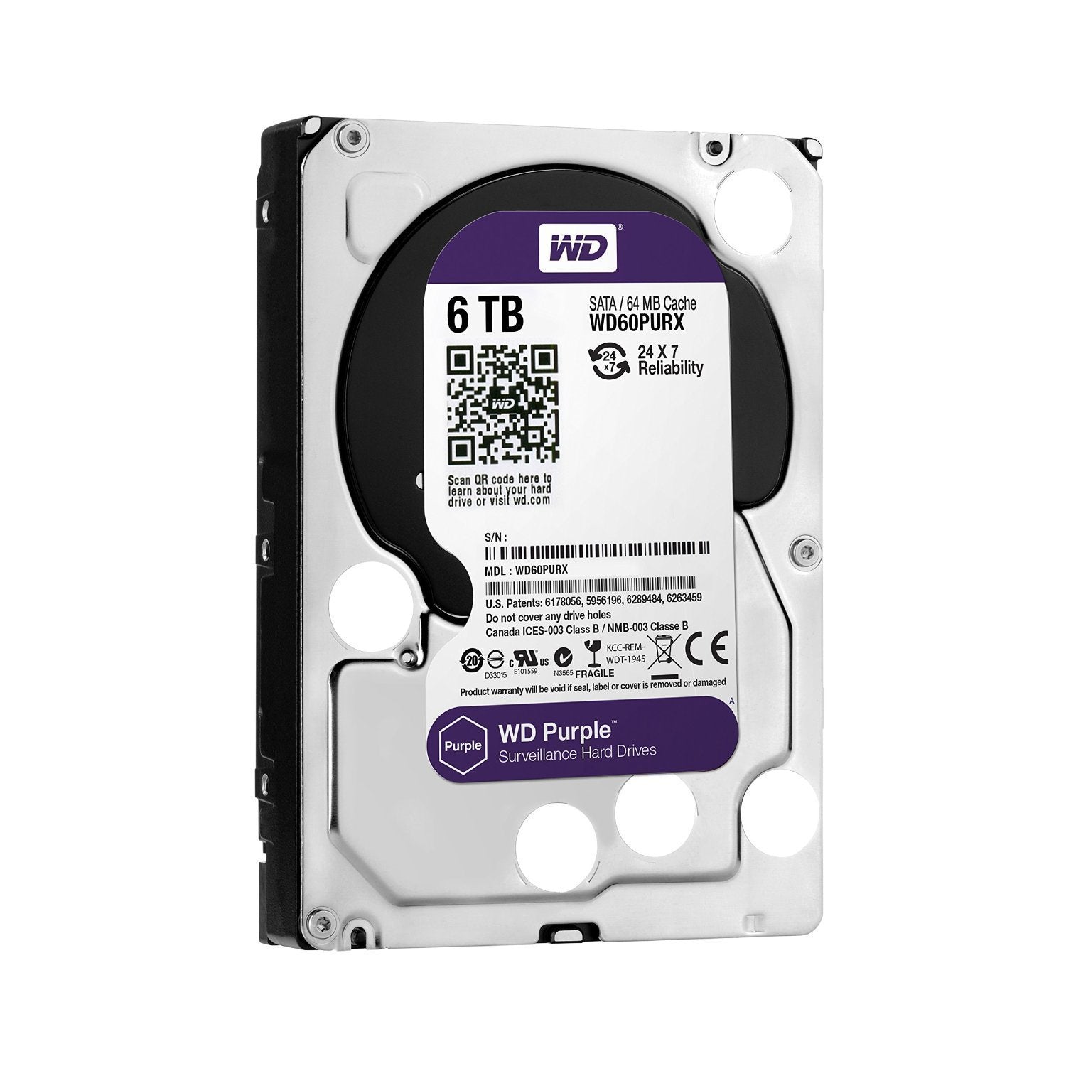 Wd Purple 6Tb Surveillance Hard Disk Drive   5400 Rpm Class Sata 6 Gb/S 64Mb Cache 3.5 Inch   Wd60Purx [Old Version]