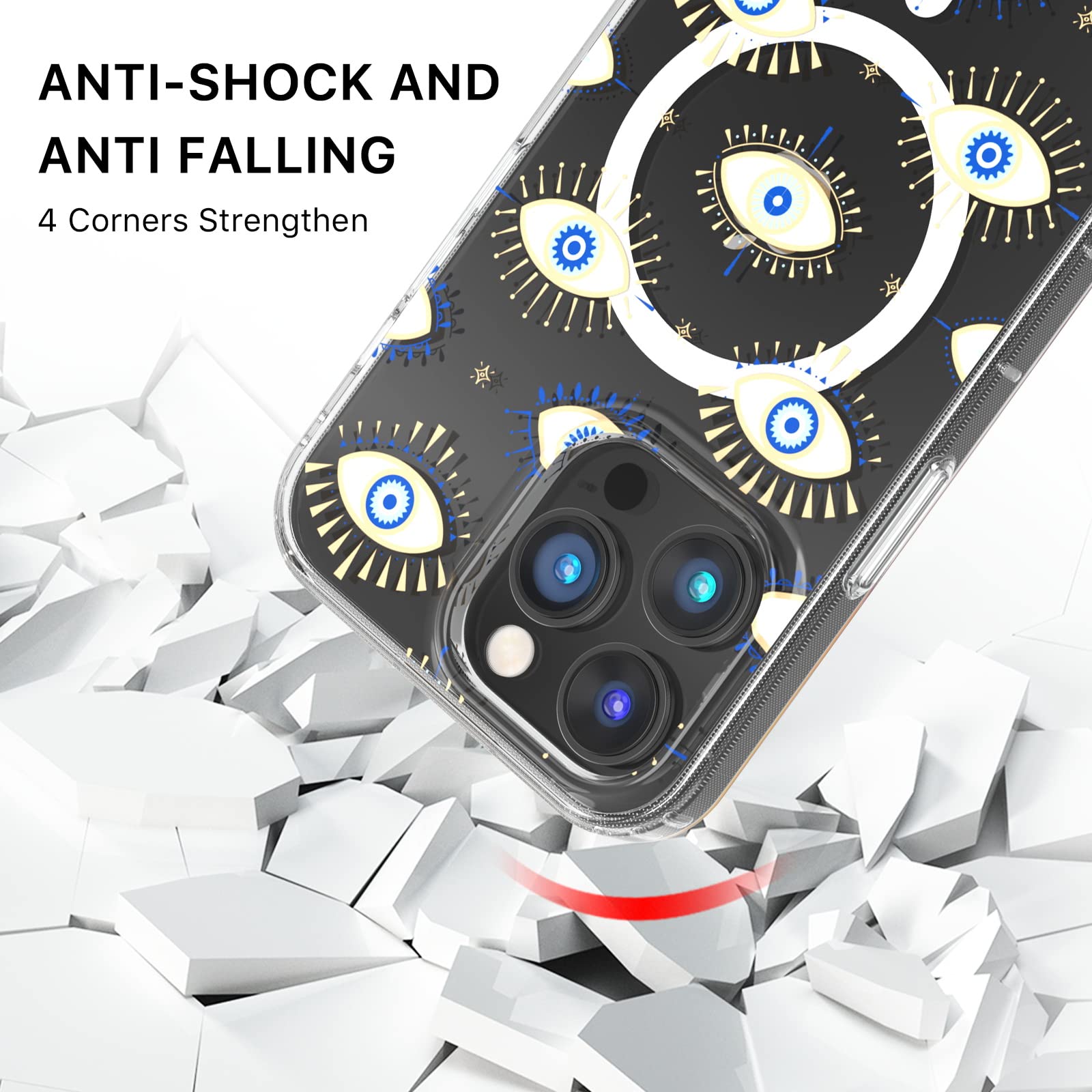 M MYBAT PRO Magnetic Clear Phone Case for iPhone 14 Pro 6.1 inch MagSafe Compatible TPU Evil Eye